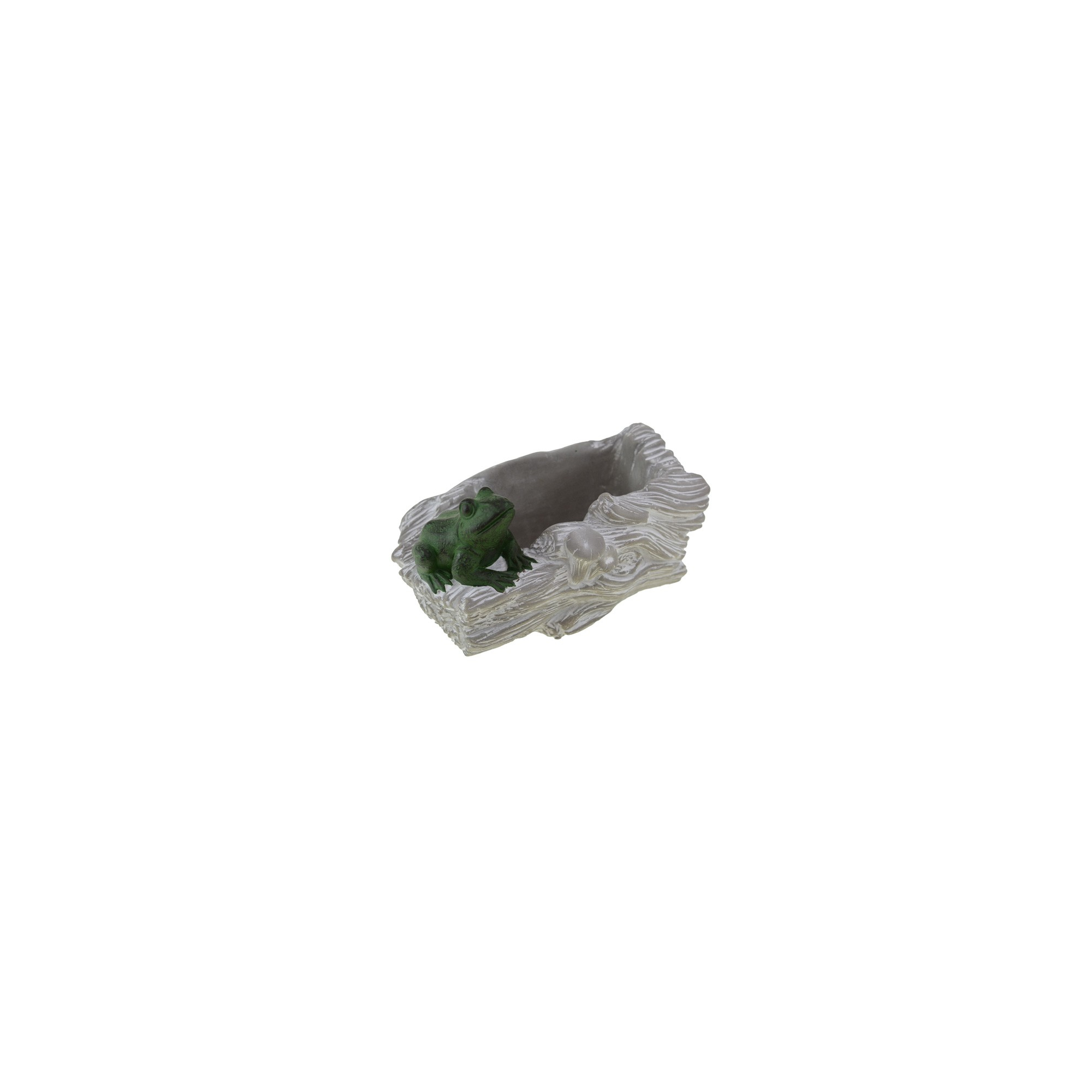 Kaspó kő 18.2*11.6*9.9 cm békával szürke/zöld
