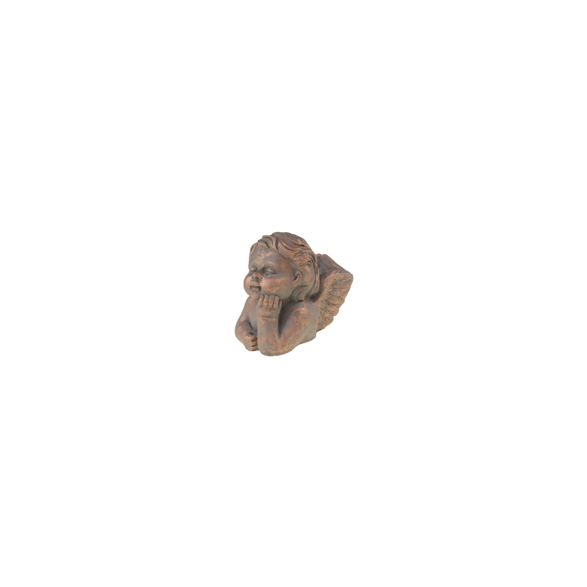 Kaspó kő 19x13x12cm könyöklő angyallal arany