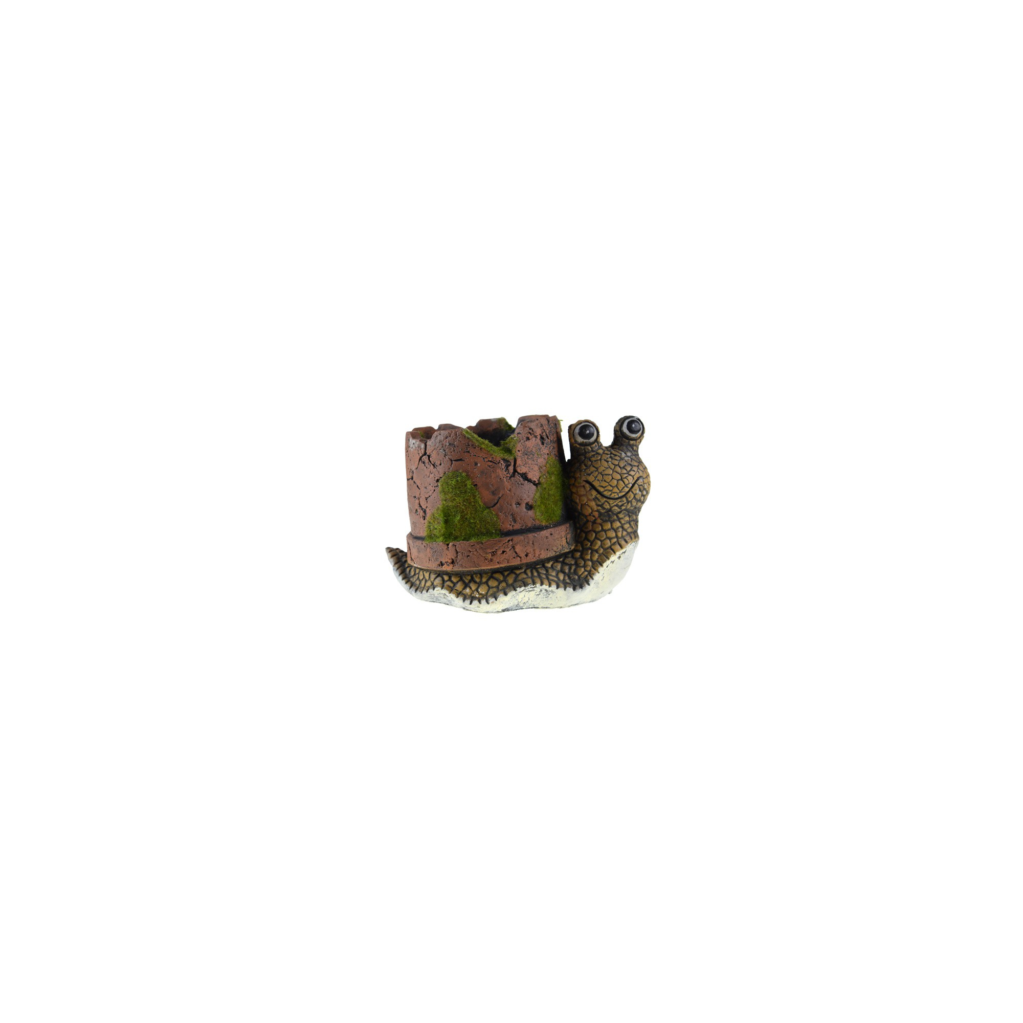 Kaspó kő csiga 19*13.3*13.3cm barna/zöld
