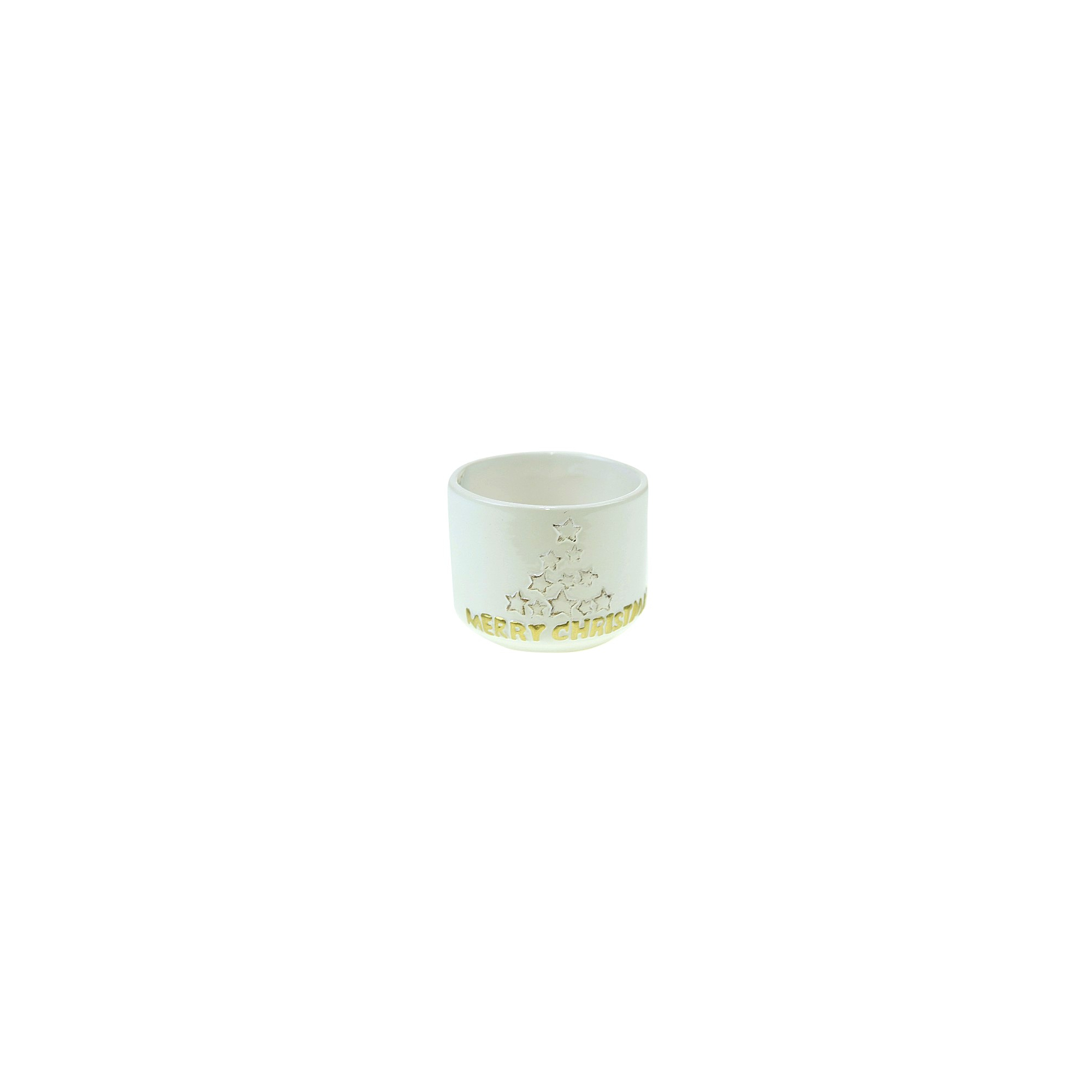 Kaspó kő csillag mintával 8*6,5,5cm fehér/arany