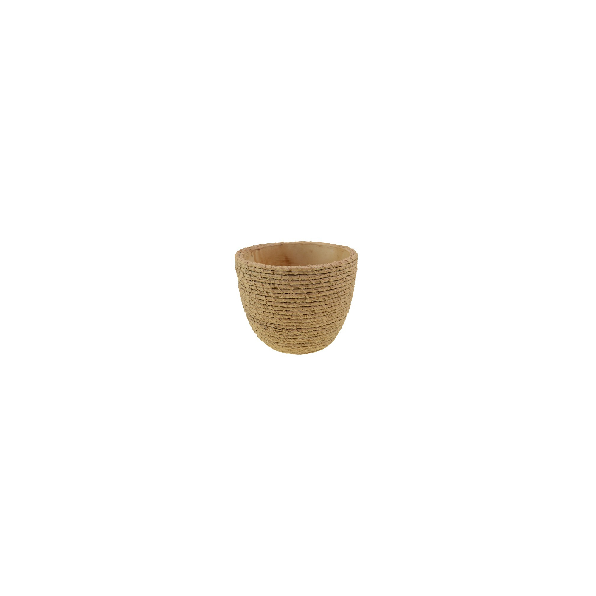 Kaspó kő D16 H12,3 fonott mintás barna