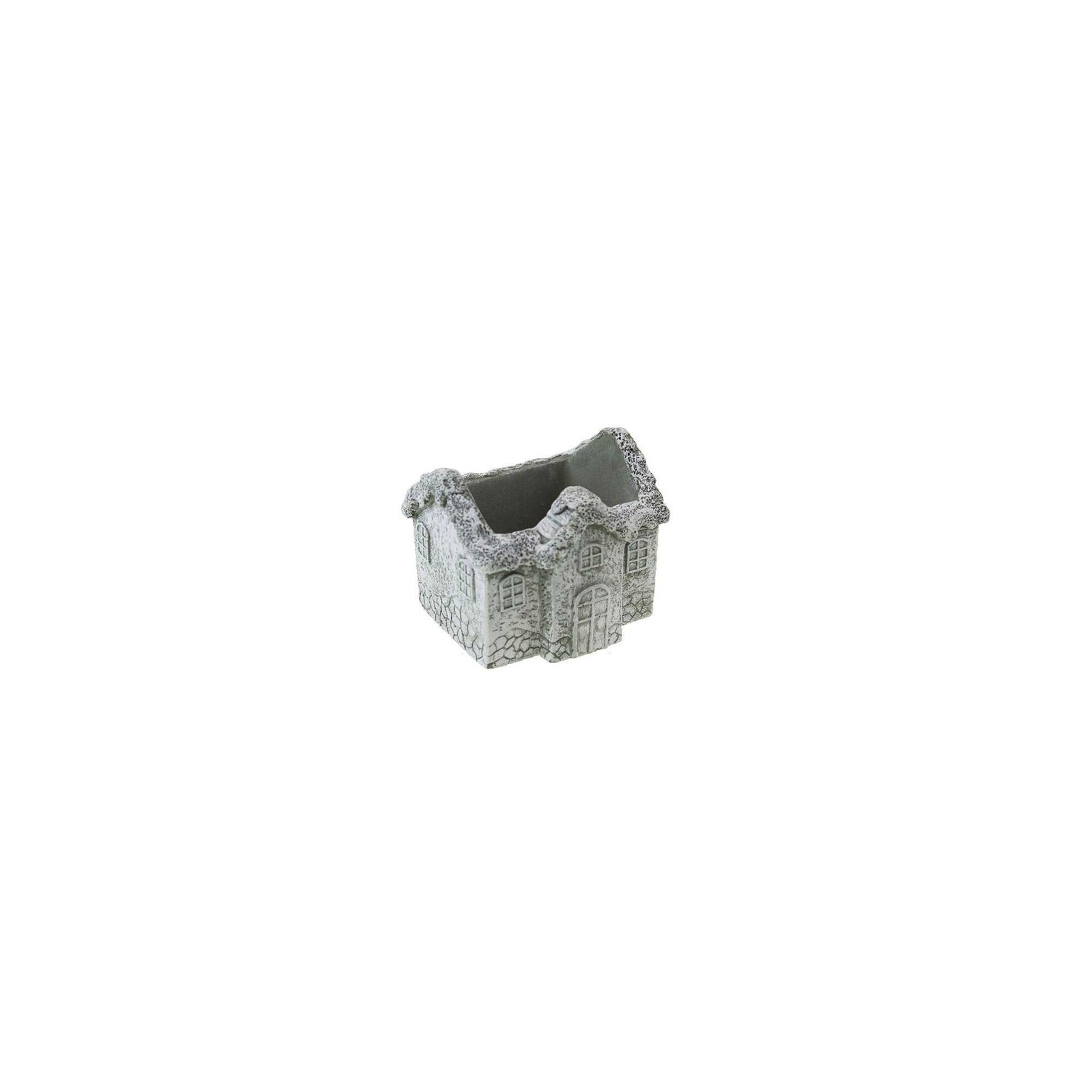Kaspó kő ház forma 12,5*9,5*11cm szürke