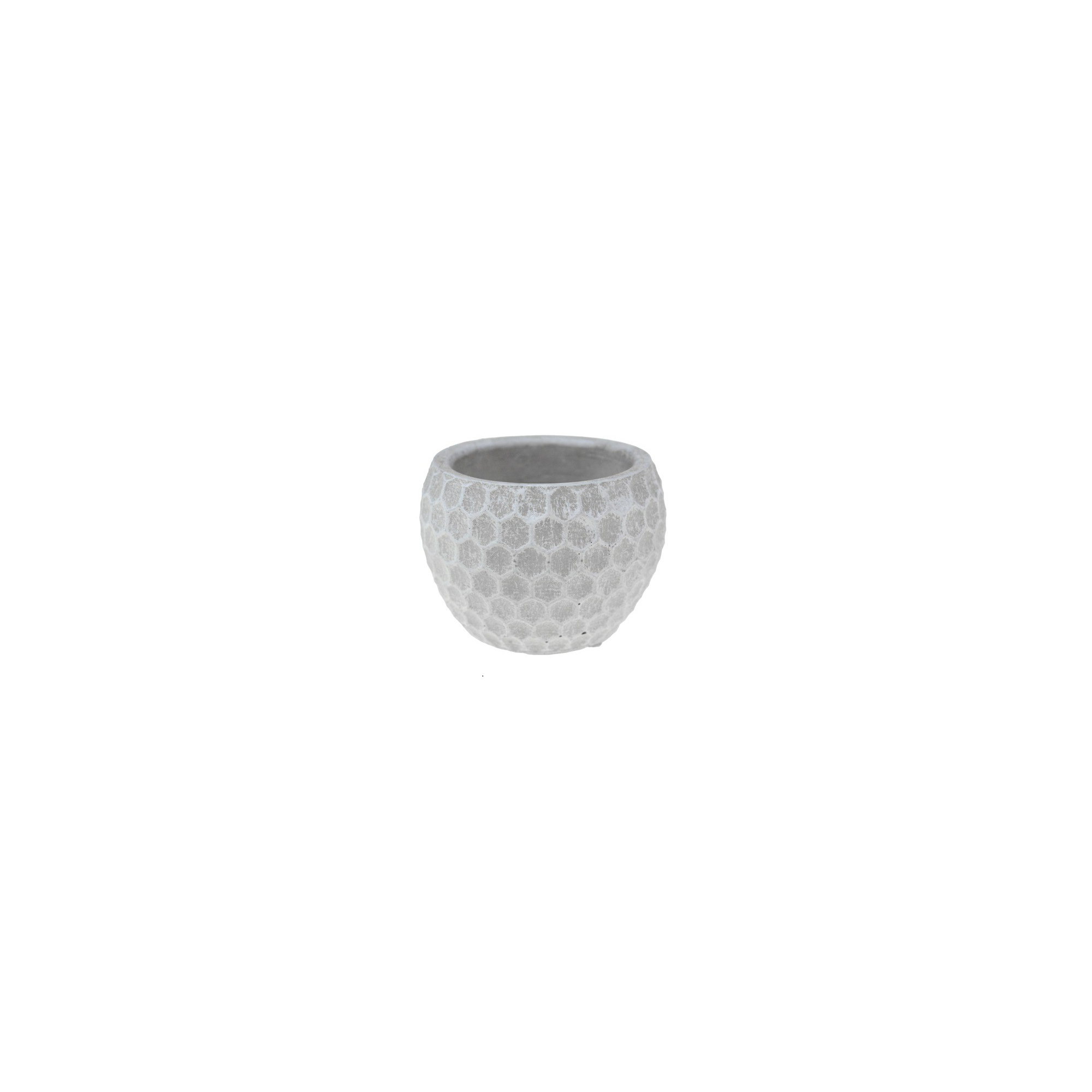 Kaspó kő kerek 13.5x13.5x8.5cm nyomott sokszögmintás szürke