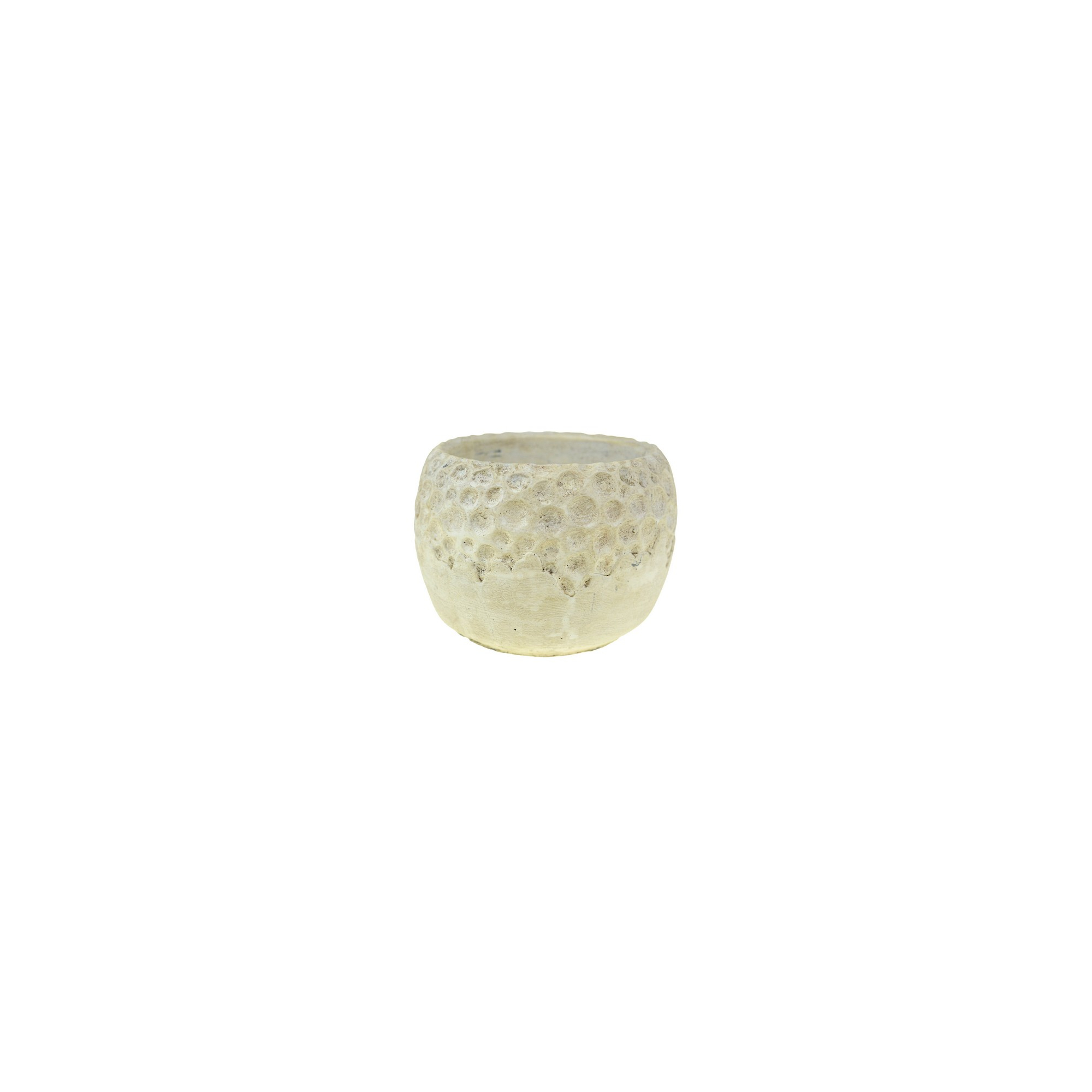 Kaspó kő kerek 13.5x13.5x9.5cm nyomott pöttyös krém