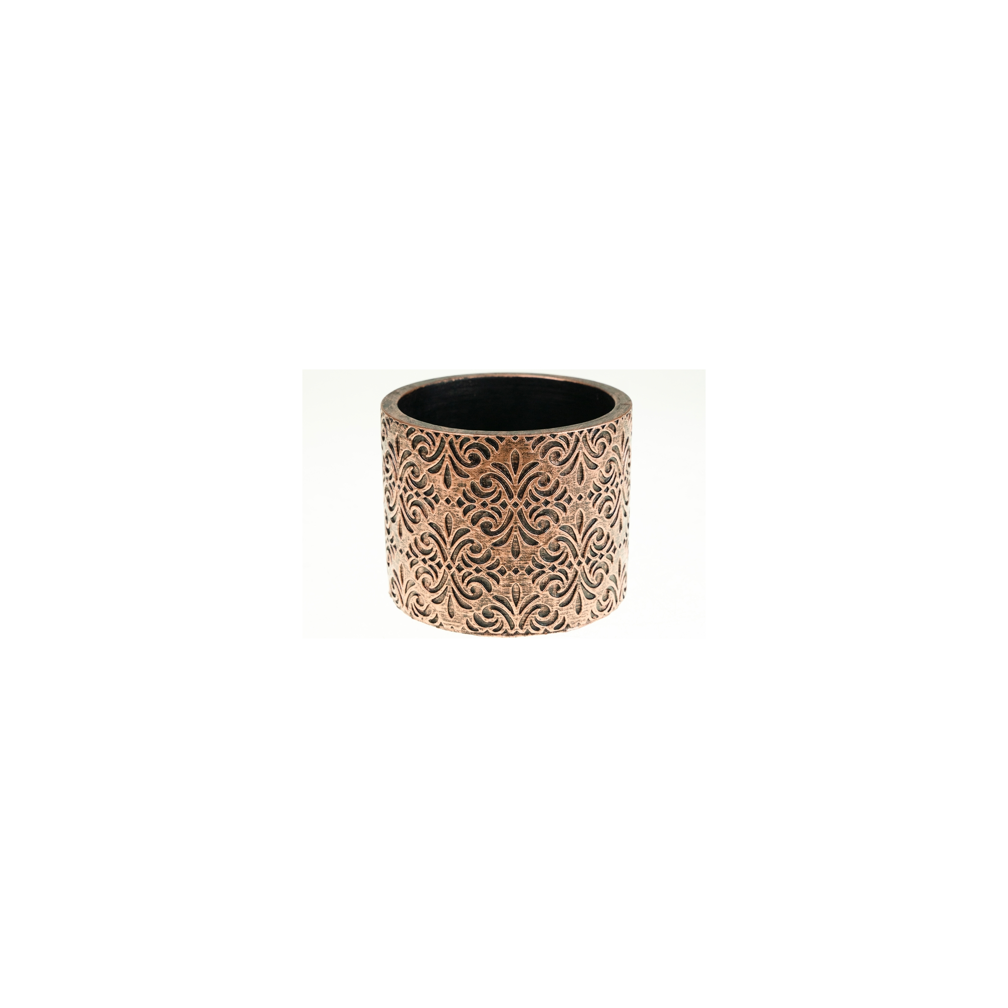 Kaspó kő kerek 14x14x11cm barokk mintás réz