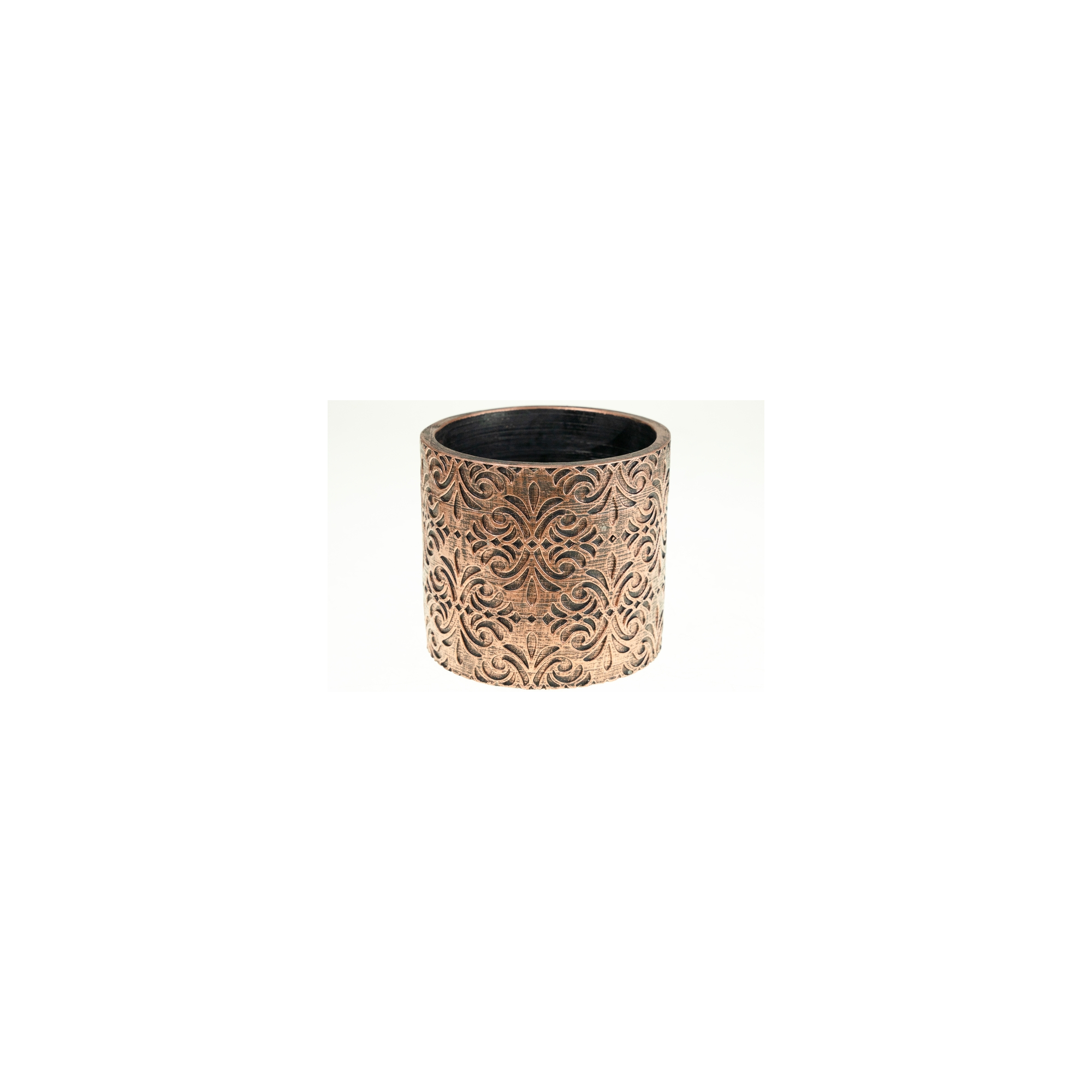 Kaspó kő kerek 15x15x13.5cm barokk mintás réz