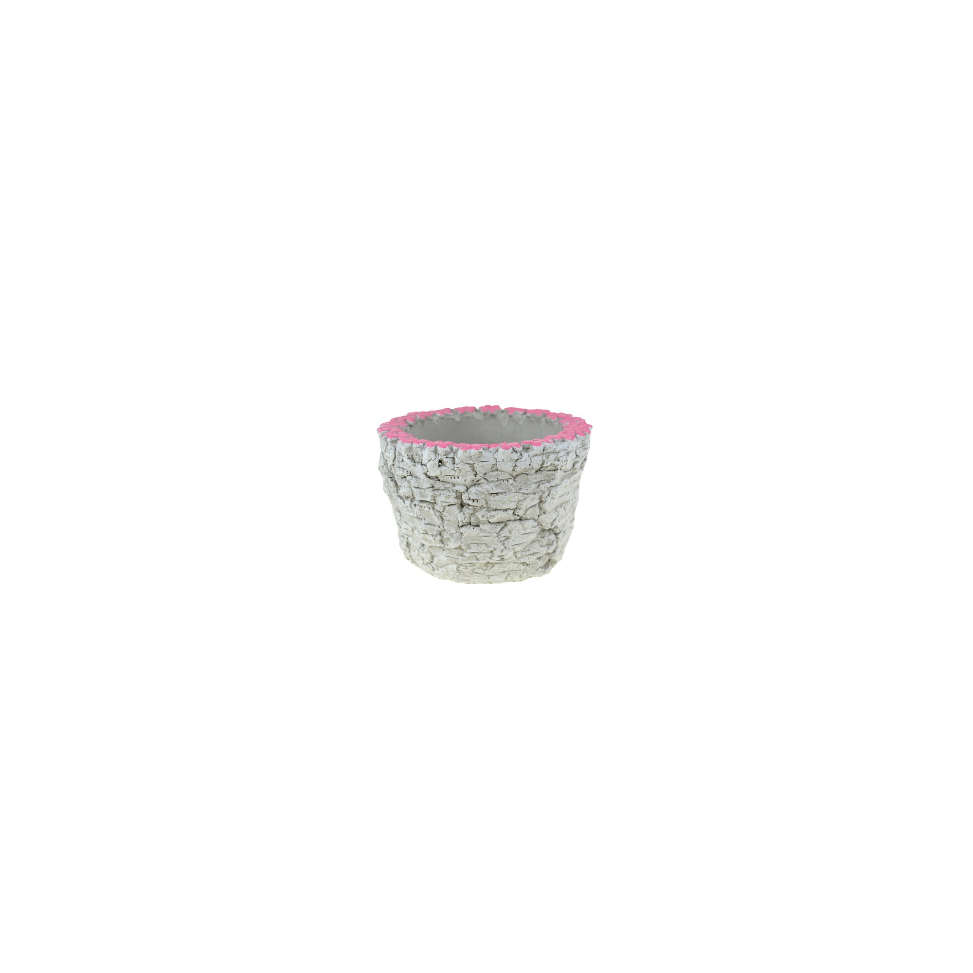 Kaspó kő kerek 15x15x9.5cm rózsaszín virágokkal szürke