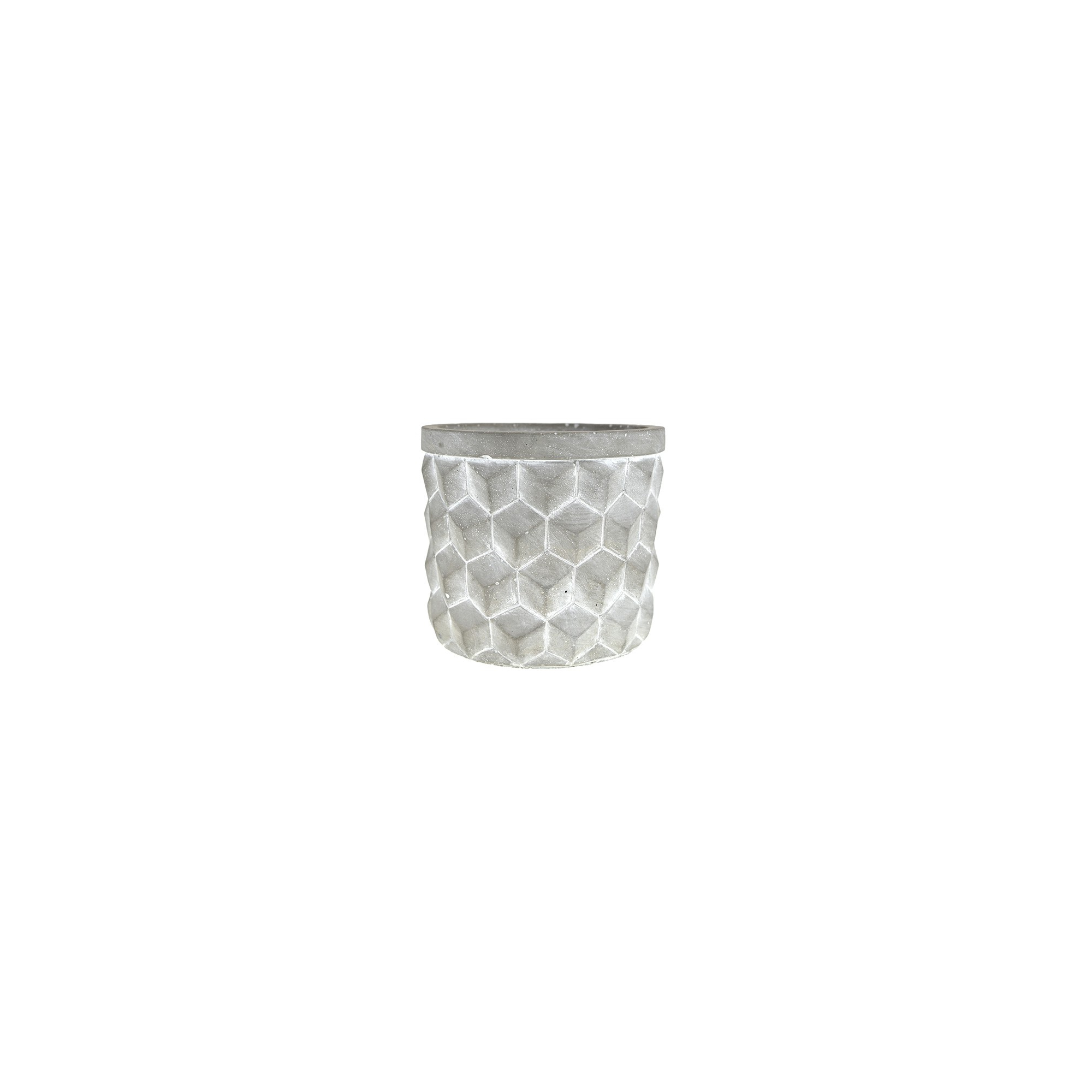 Kaspó kő kerek kocka minta D13,5*12cm szürke