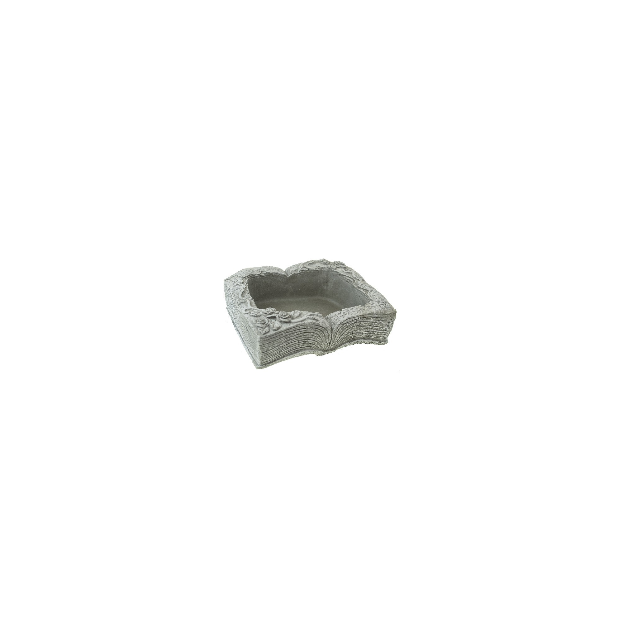 Kaspó kő könyv forma virágos 20*16,5*7,5cm szürke