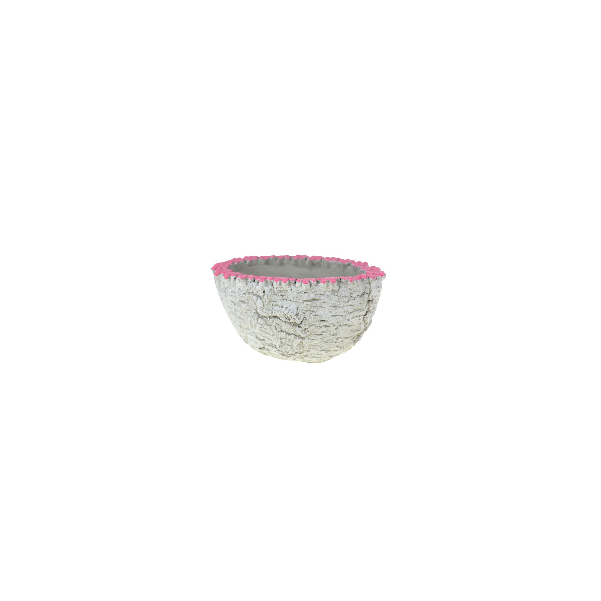 Kaspó kő ovális19x12x9.5cm szürke rózsaszín virágokkal