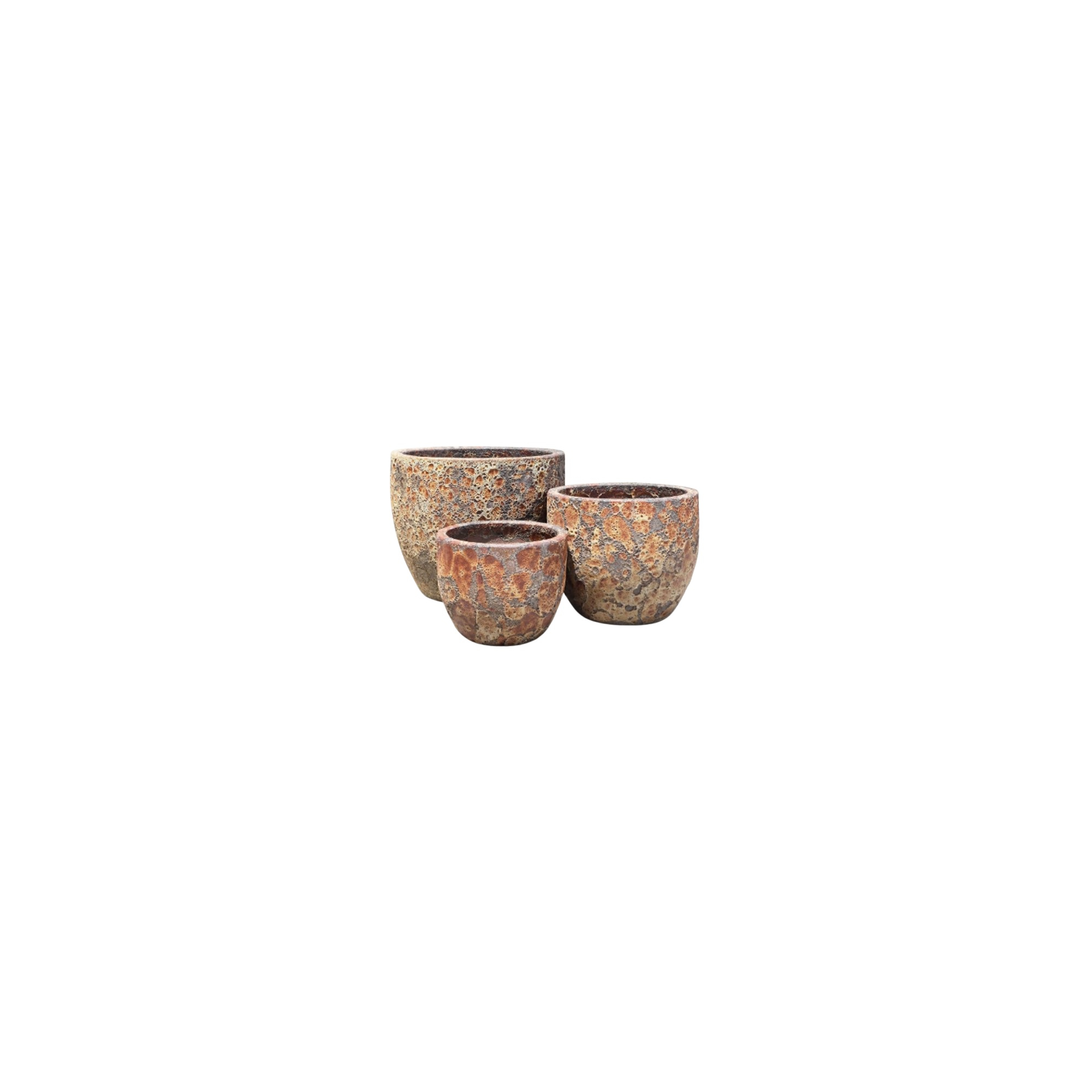 Kaspó kő s/3 D38/27/23*H31/23/19 rusztikus barna