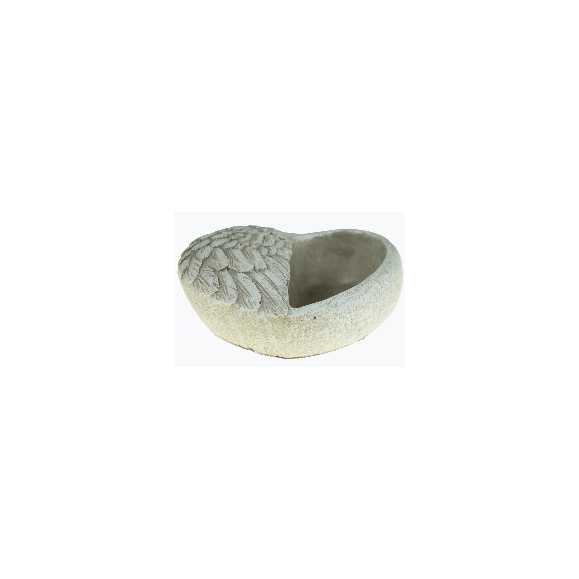 Kaspó kő szív 16.5x16.5x6.5cm szárny mintás szürke