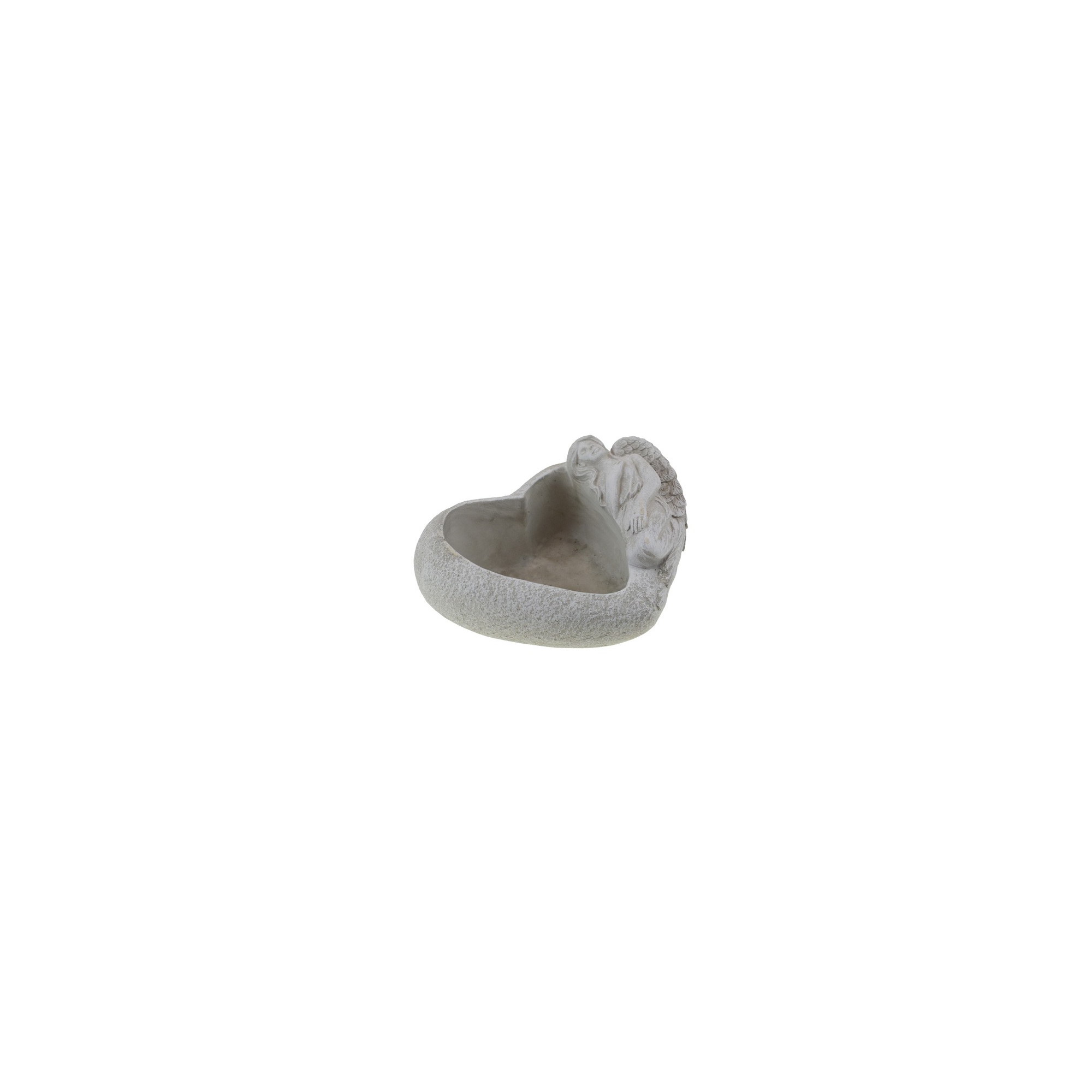 Kaspó kő szív forma 21*10cm angyallal szürke
