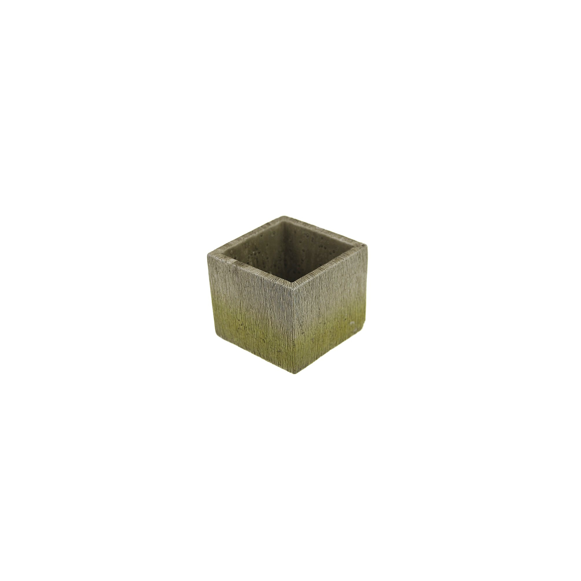 Kaspó kő szögl 11*11*H9,5cm szürke/zöld