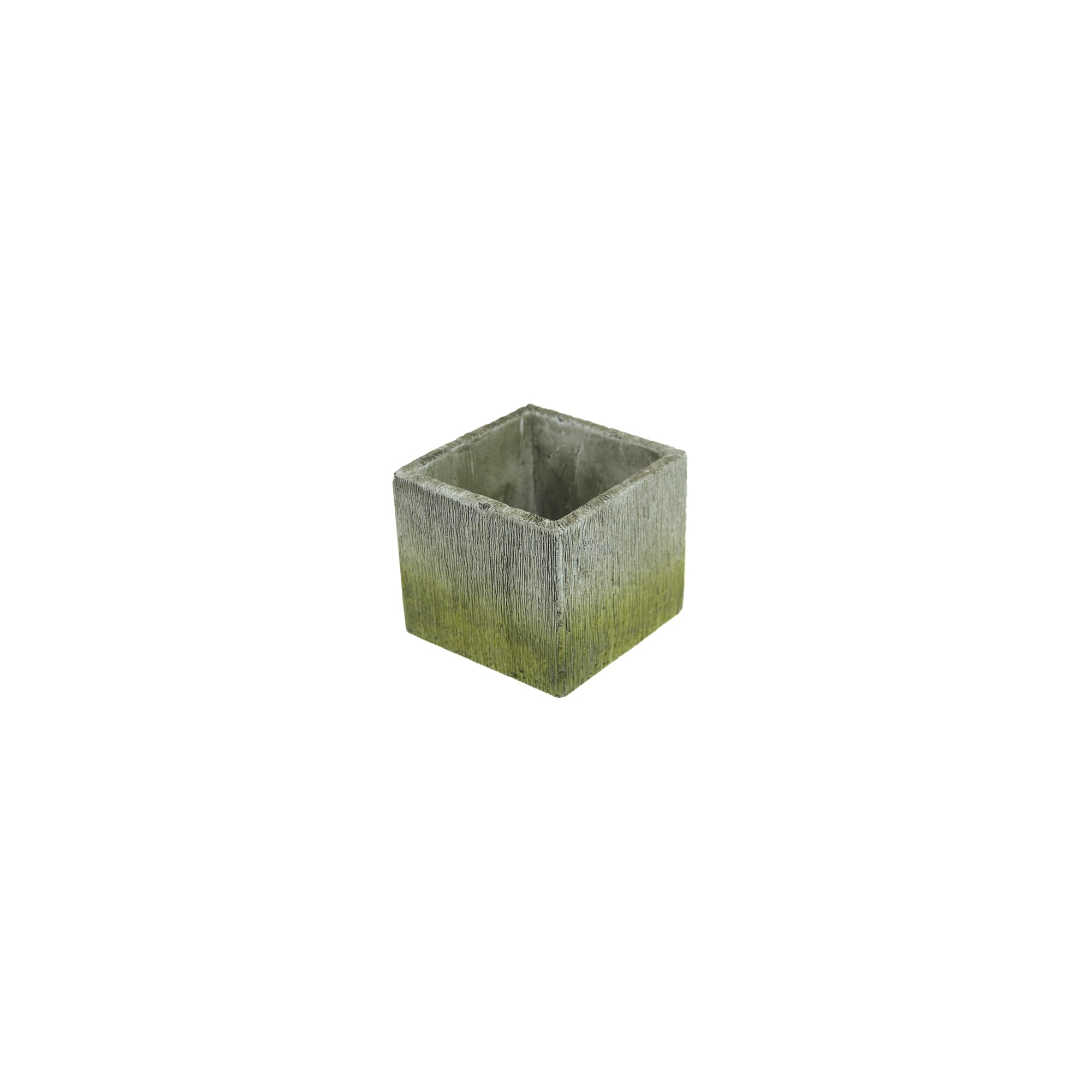 Kaspó kő szögl 13*13*H11,5cm szürke/zöld