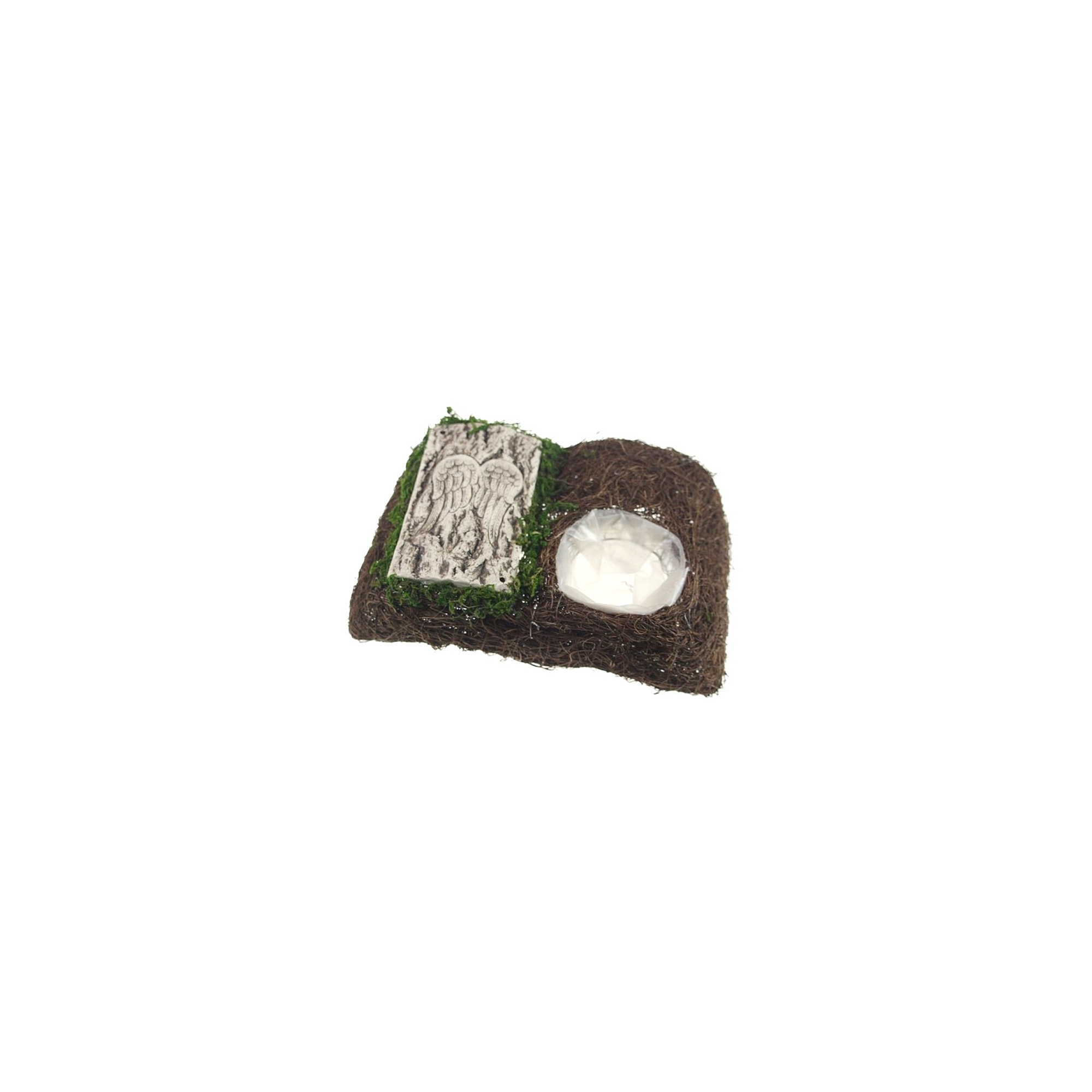 Kaspó moha/kerámia könyv forma 25*16,9cm angyalszárny minta zöld/barna