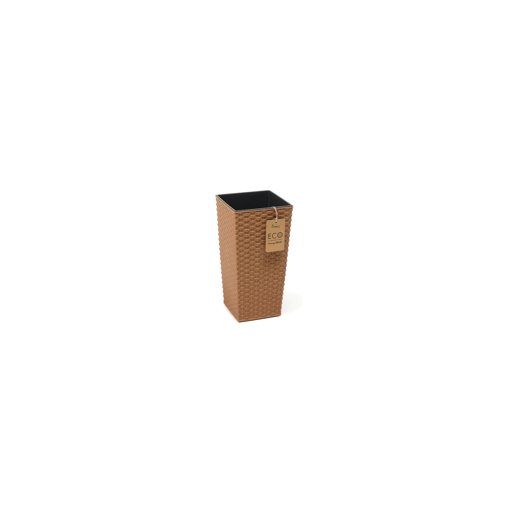 Kaspó műanyag ECO rattan D30 H57 Finezja barna Lamela