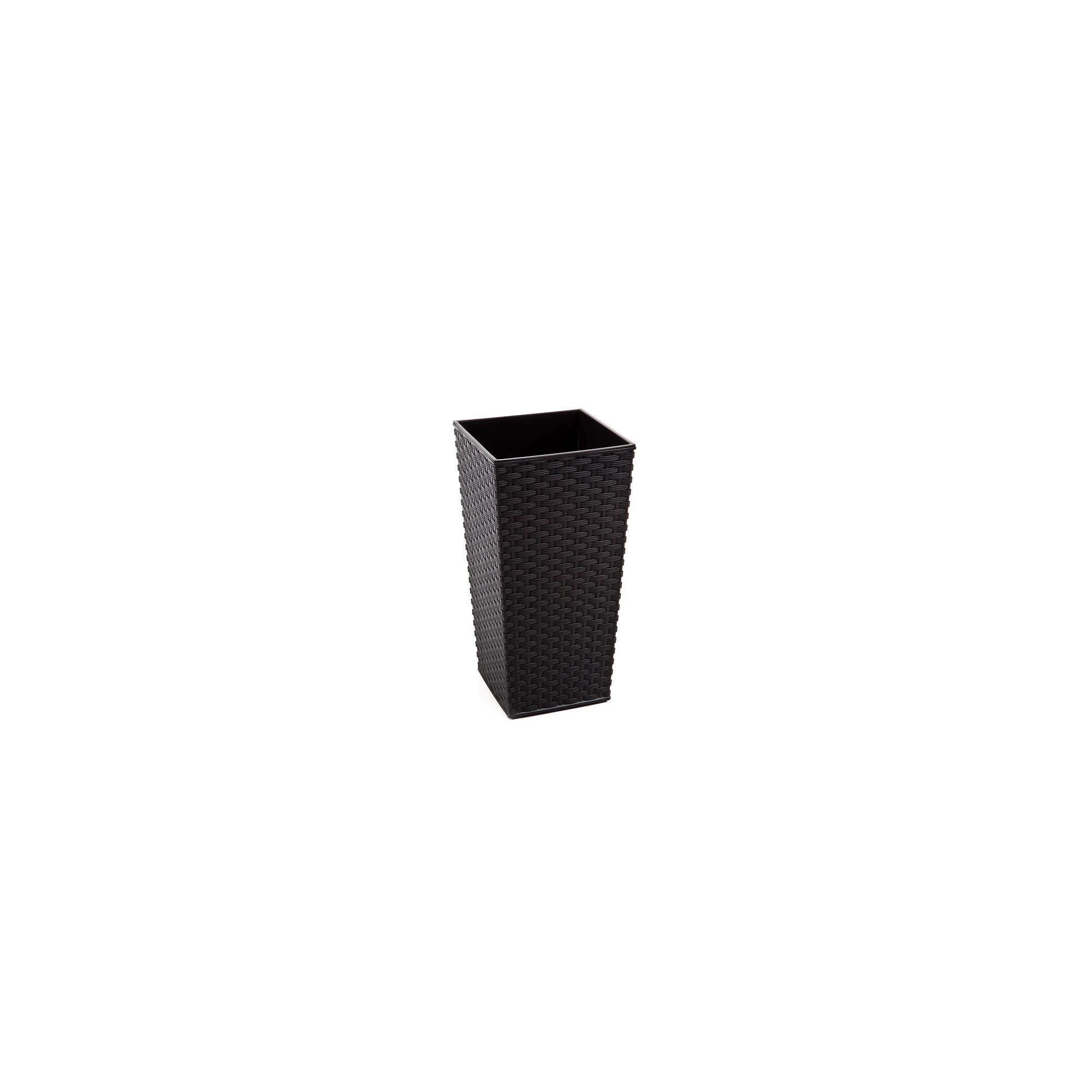 Kaspó műanyag magas rattan 25*25cm M 46 cm Finezja fekete Lamela