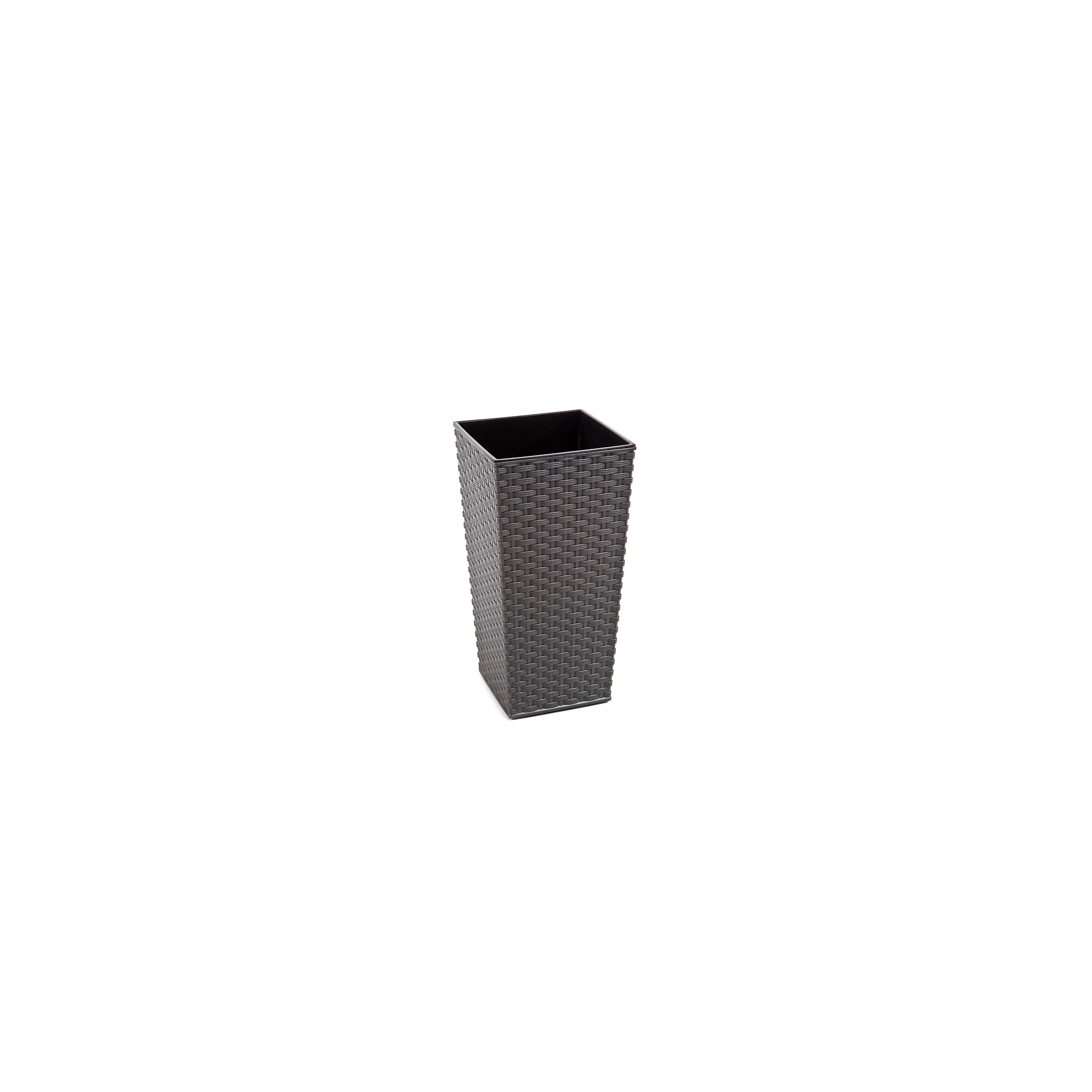 Kaspó műanyag magas rattan 25*25cm M 46 cm Finezja grafit Lamela