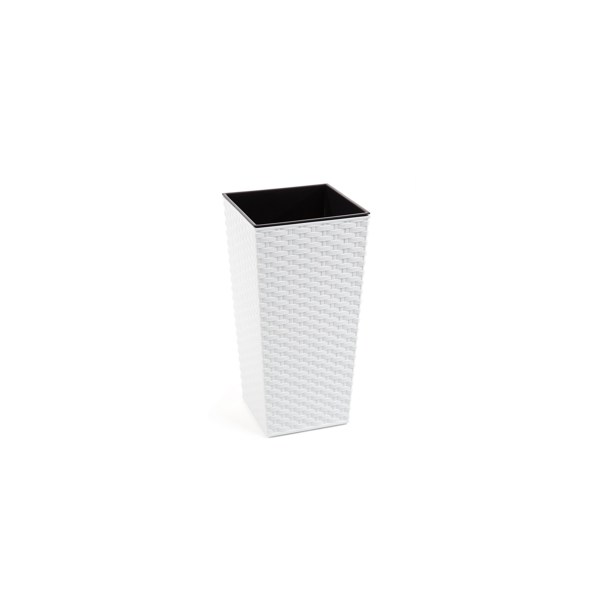 Kaspó műanyag rattan 40*40cm M 75 cm magas Finezja fehér Lamela