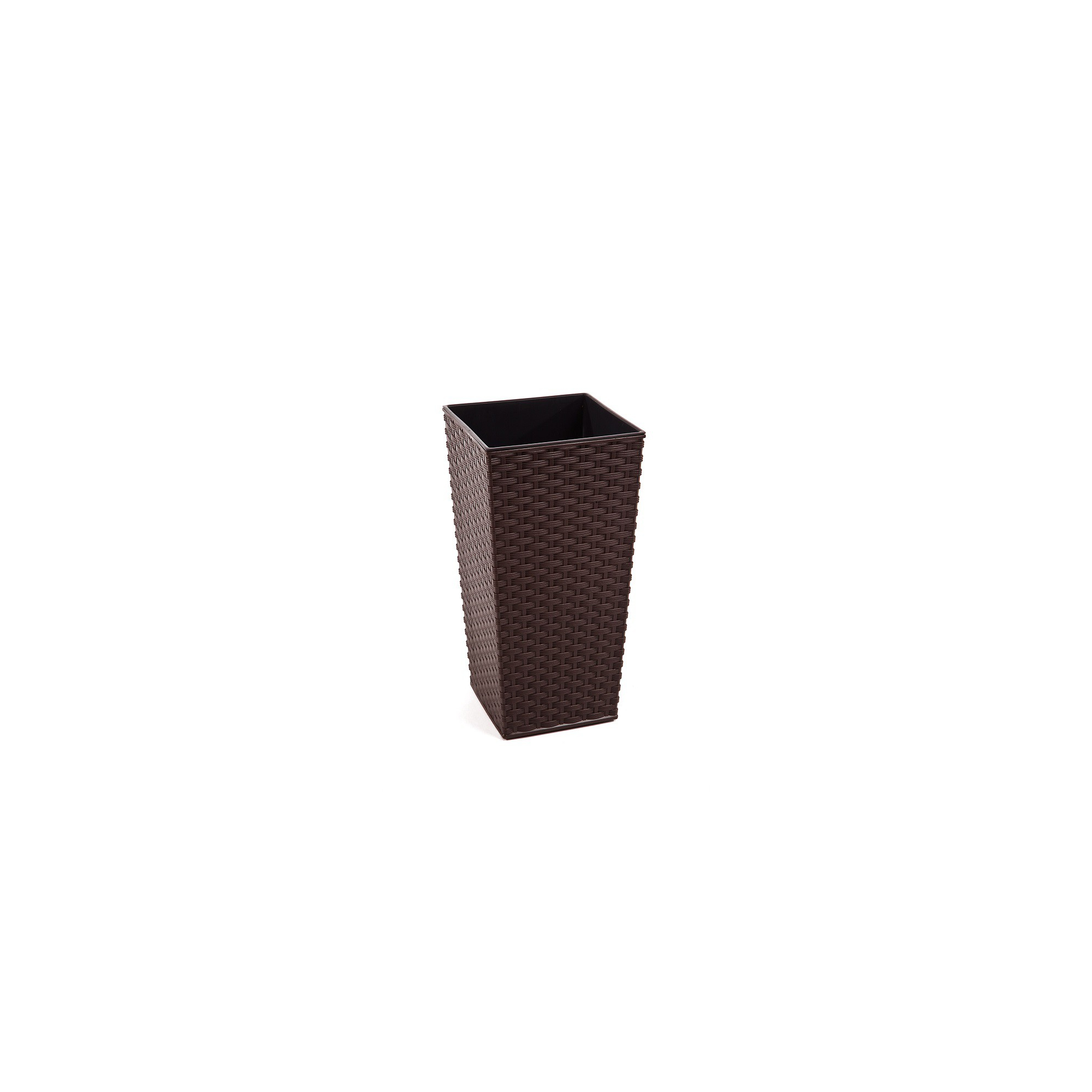 Kaspó műanyag magas rattan 40*40cm M 75 cm Finezja mokka Lamela