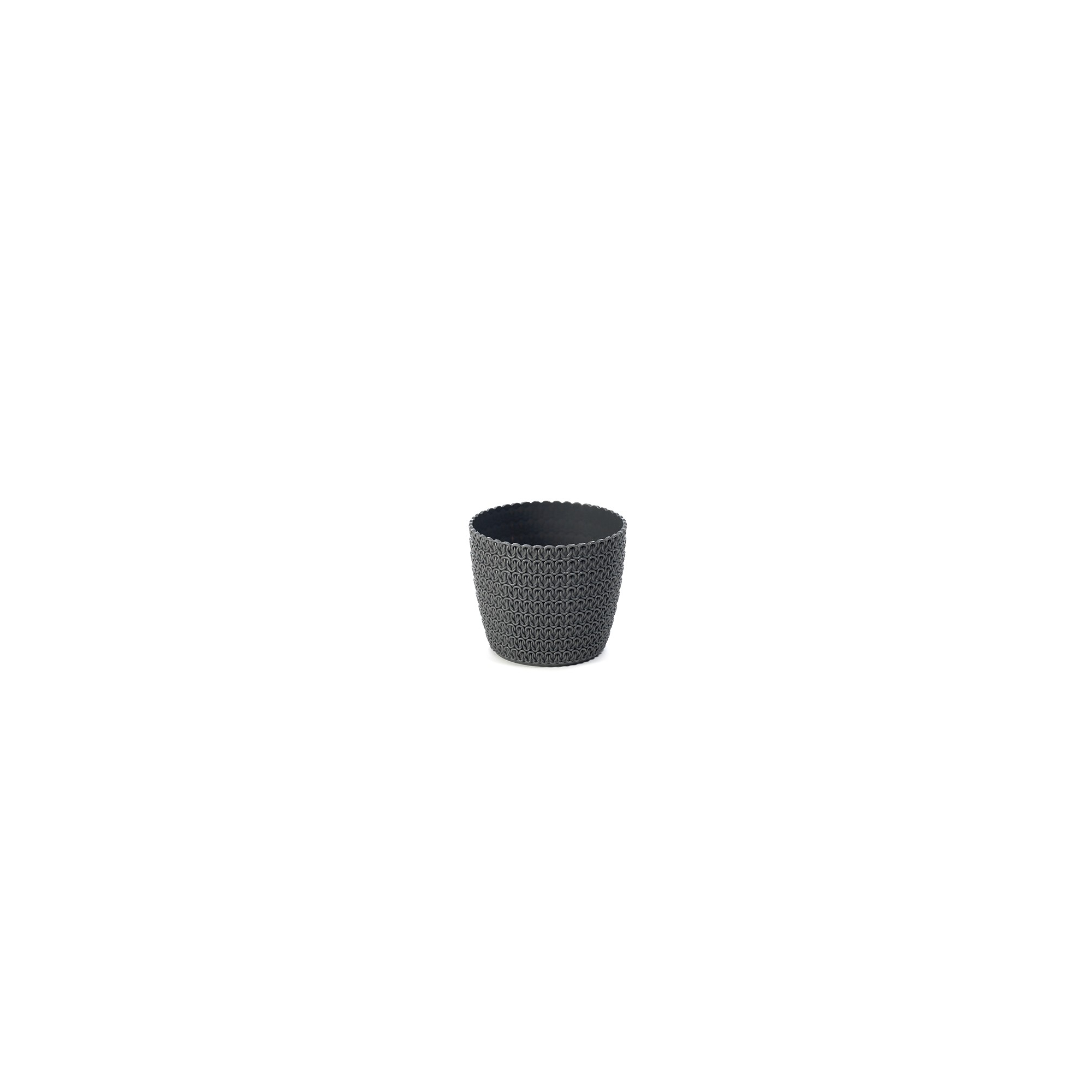 Kaspó műanyag kötött mintás 16cm Magnolia Jersey grafit Lamela
