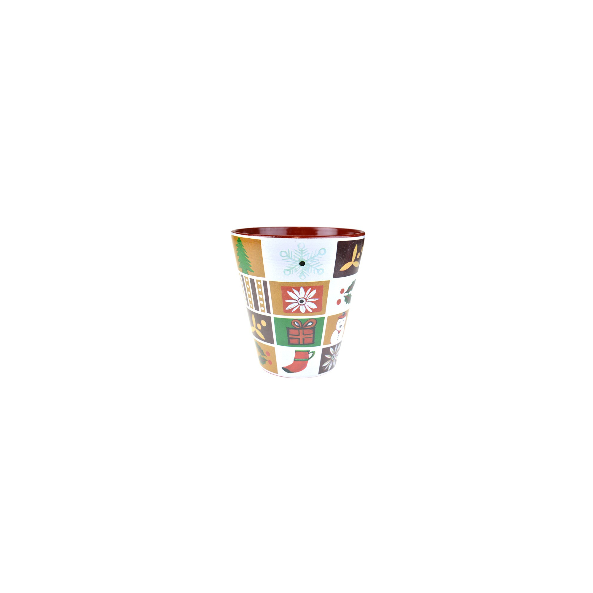 Kaspó terrakotta karácsonyi D12,5*H14cm kép mintás piros