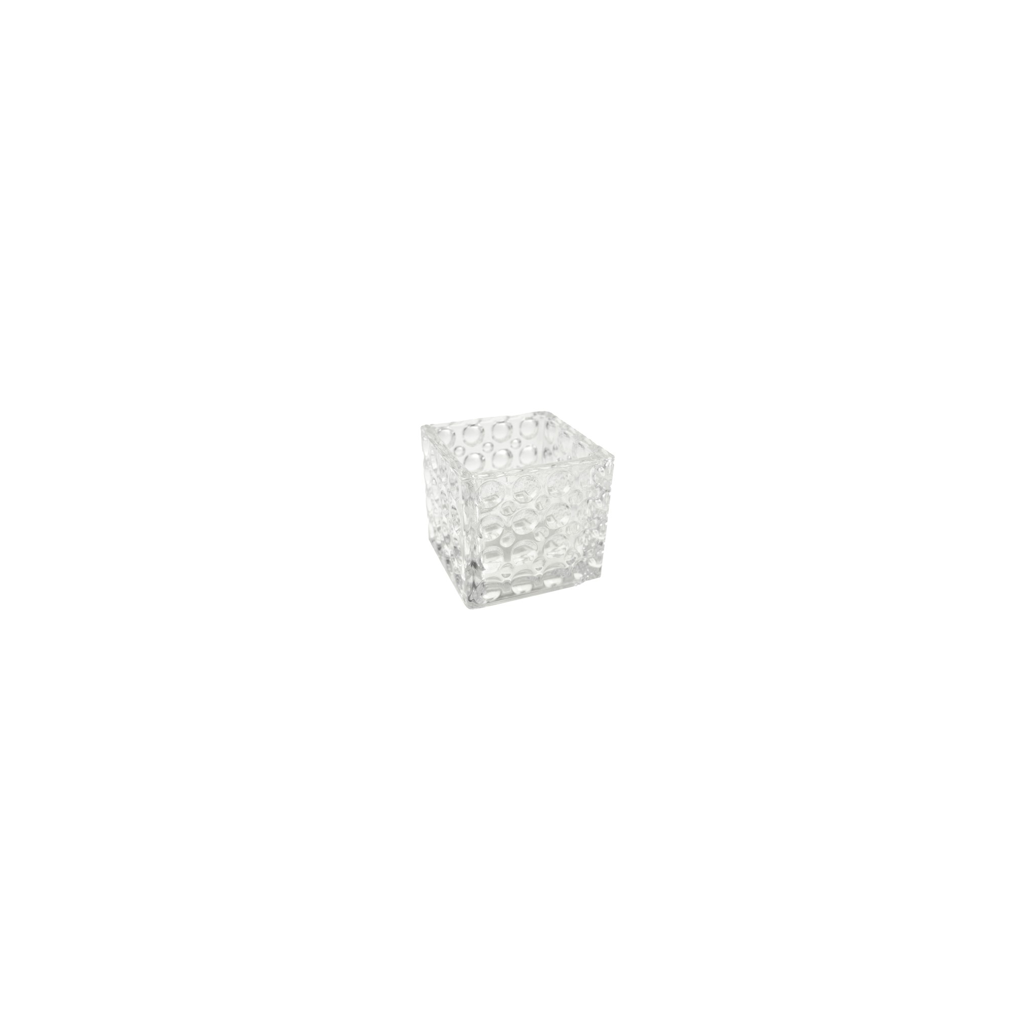 Kaspó üveg 8*8cm kocka dombor mintás átlátszó