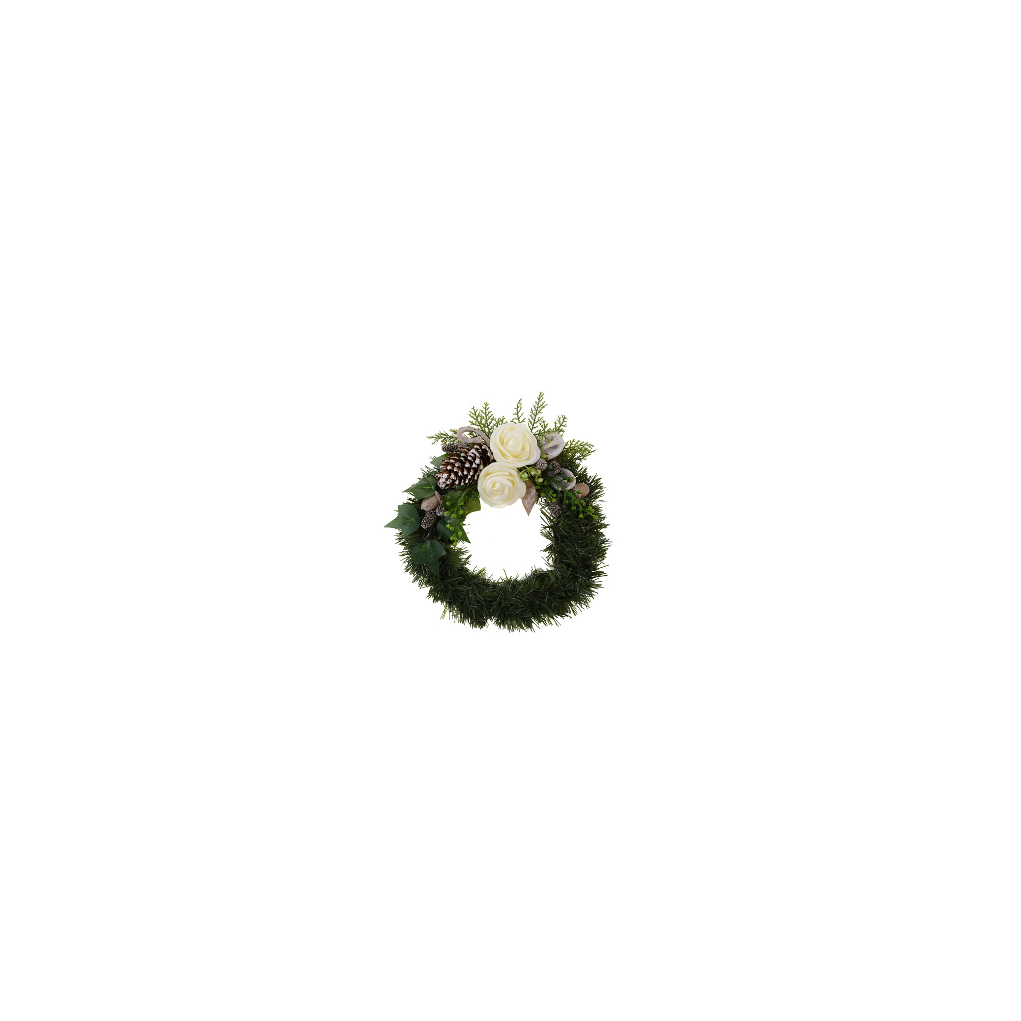 Készítmény alkalmi koszorú díszített 20cm 2 rózsa