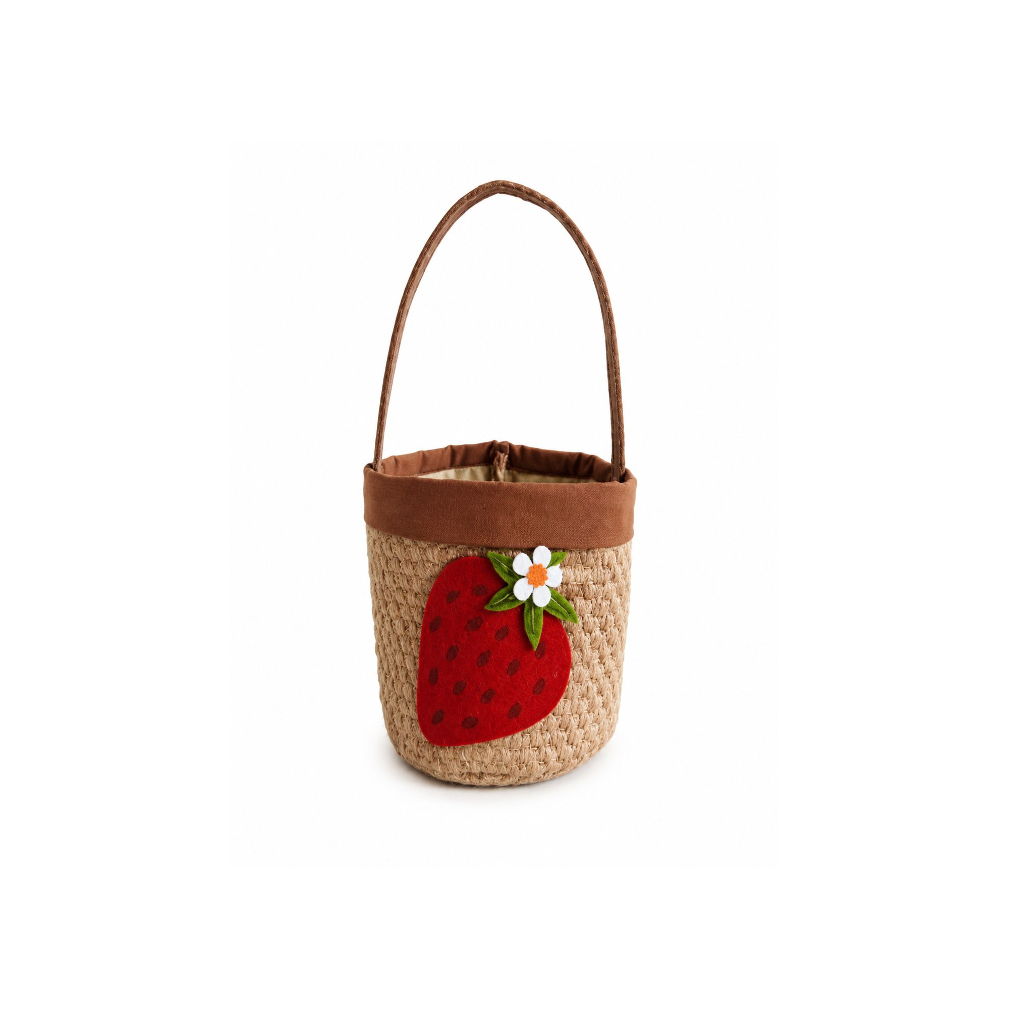 Kosár filc epres 12.5x12.5x12.5cm piros/barna