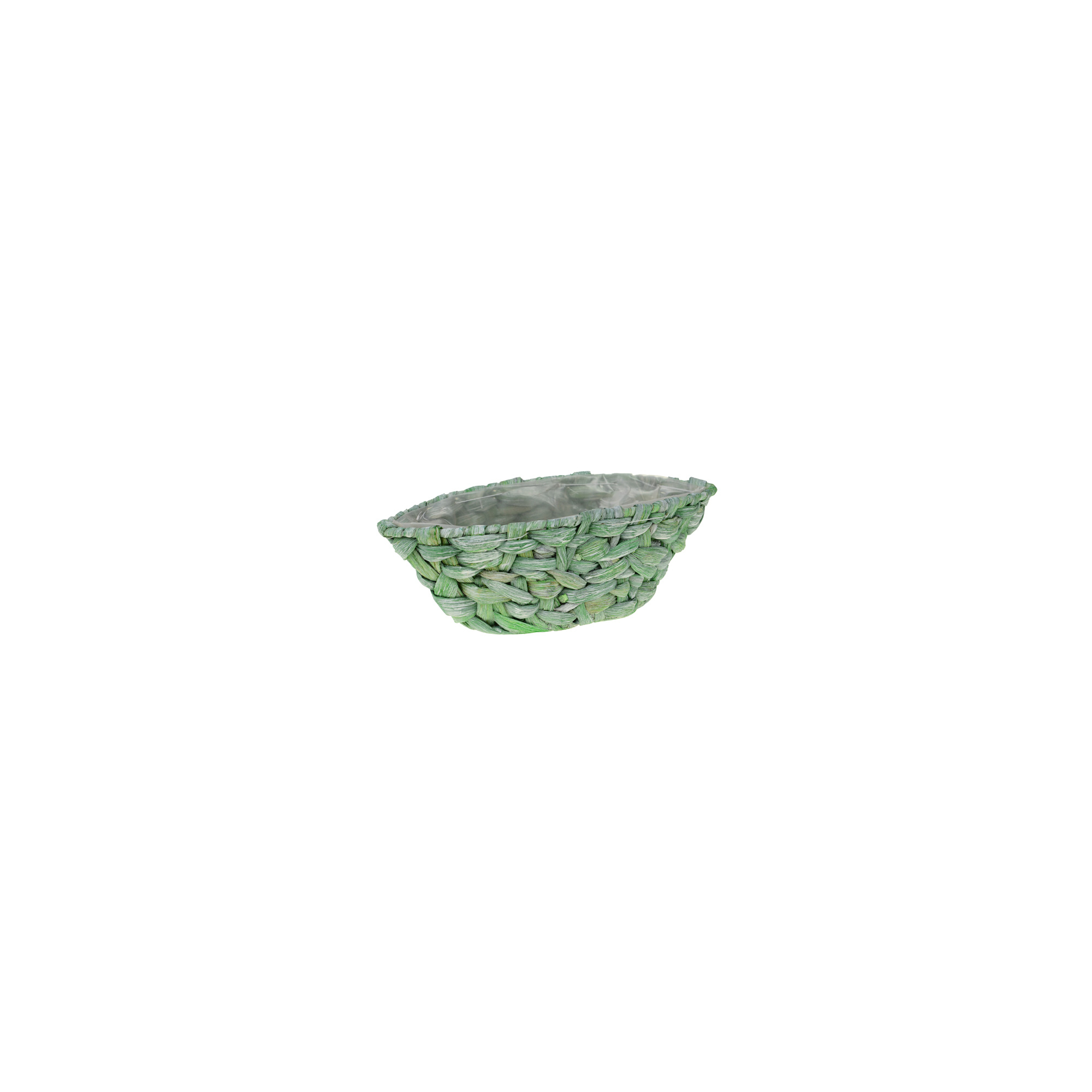 Kosár fonott csepp forma 28x13x10cm zöld