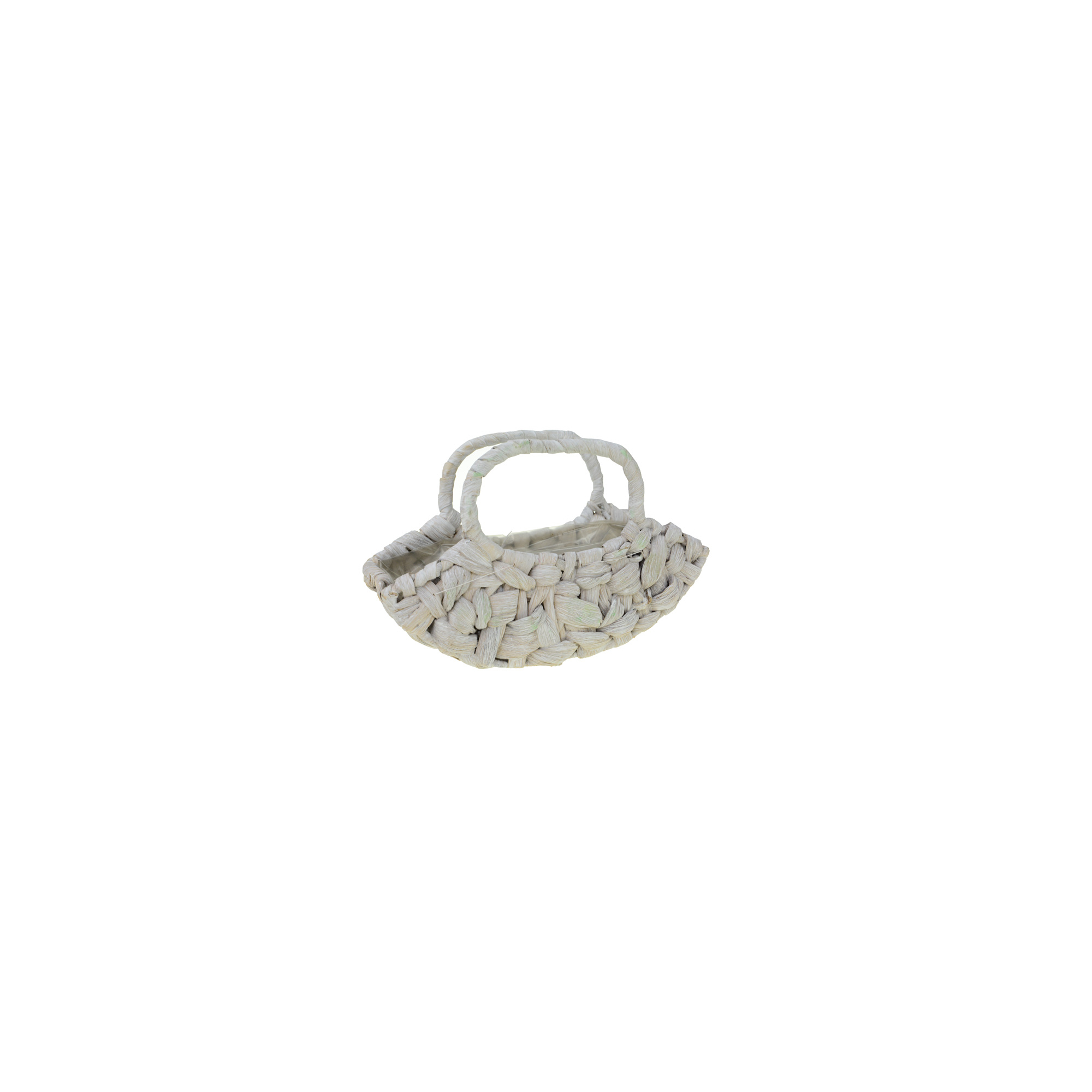 Kosár fonott íves 25x9x8/16.5cm 2füles fehér