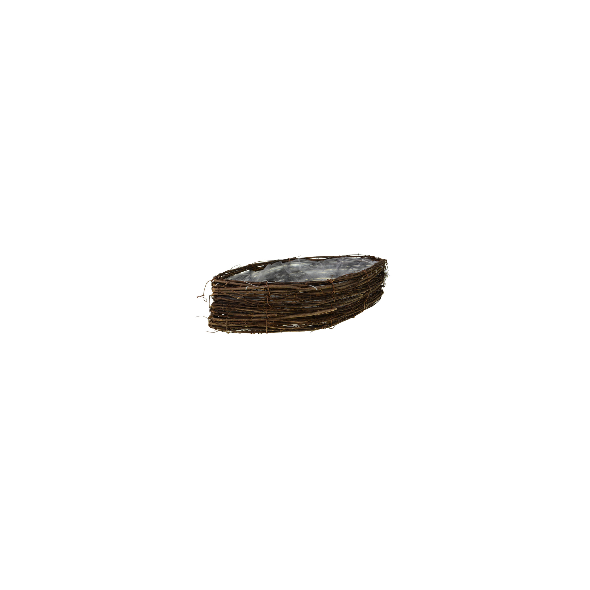Kosár vessző fonott, ovális 28*13*8cm bélelt natúr
