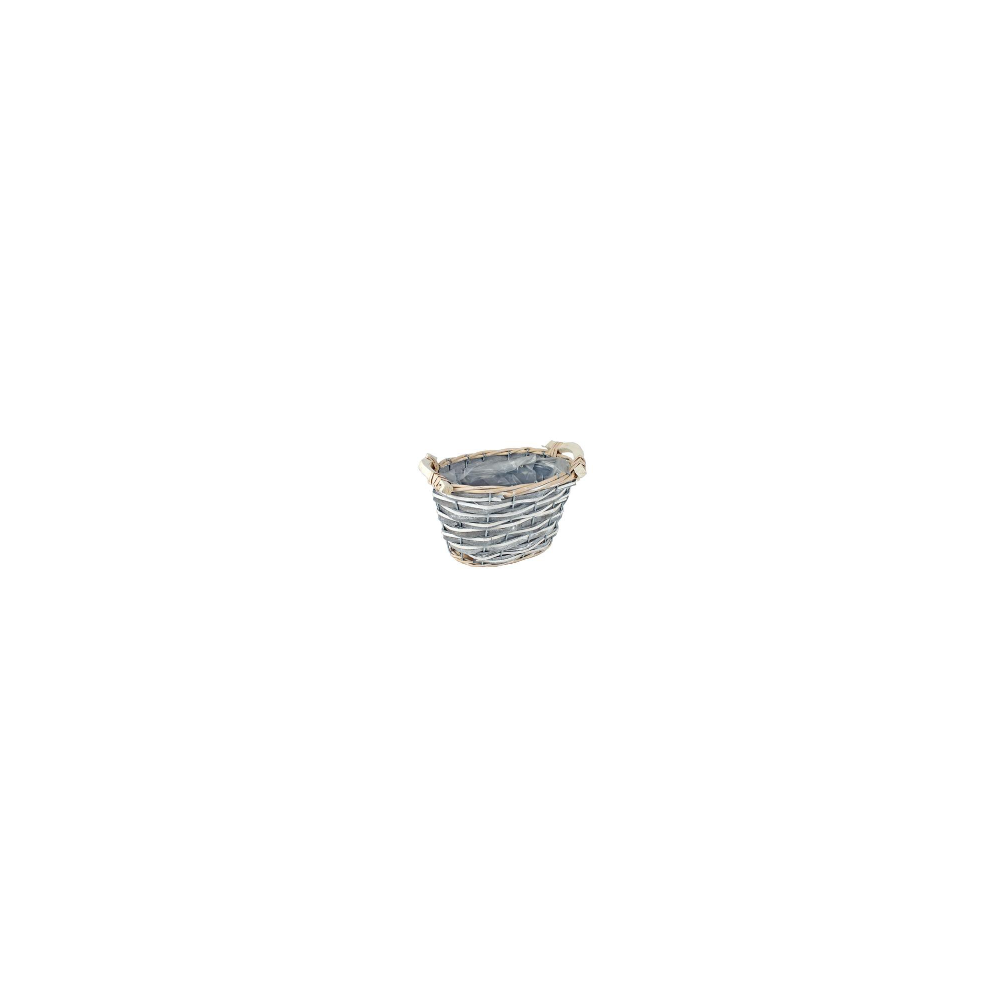 Kosár háncs 21x14x13cm szürke/fehér