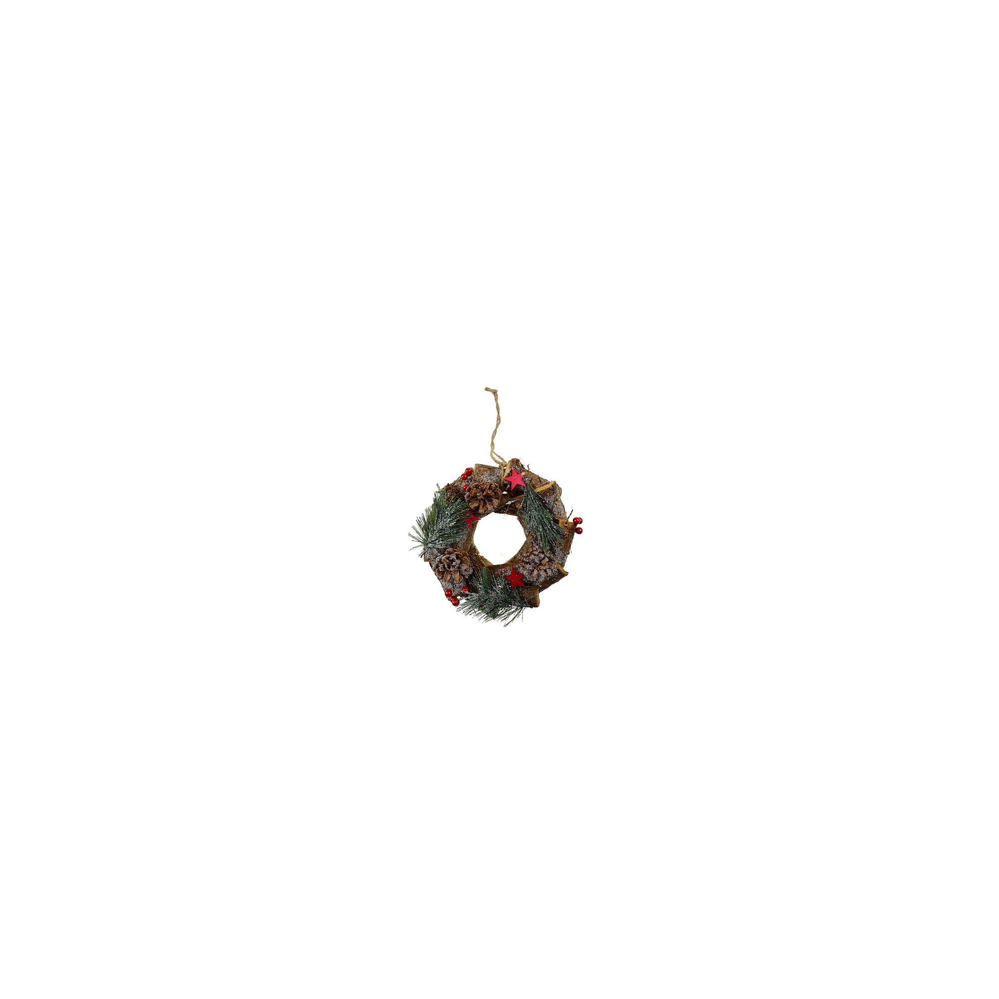 Koszorú vessző toboz/bogyó/fenyő díszítéssel 25*12 cm