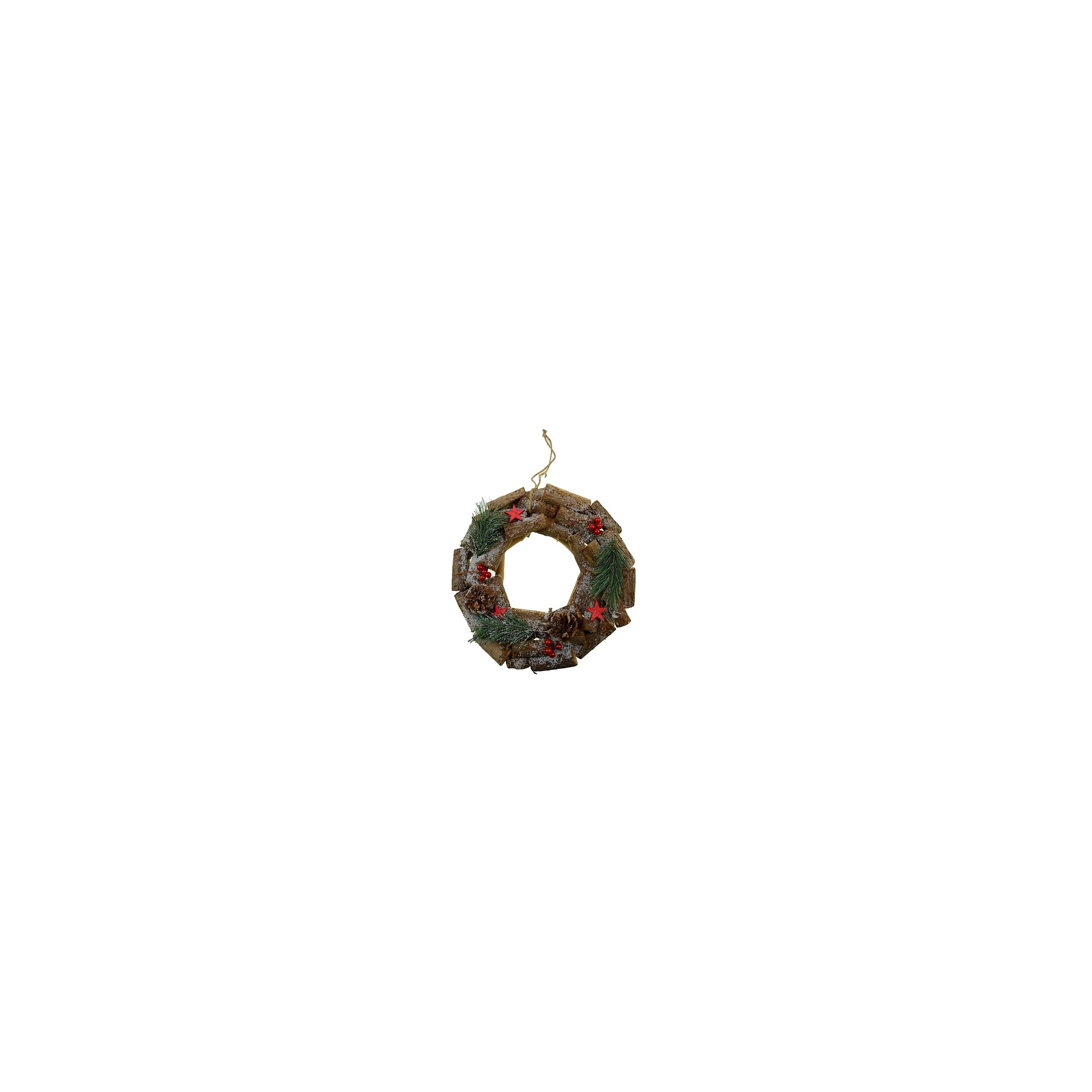 Koszorú vessző toboz/bogyó/fenyő díszítéssel 33*12 cm