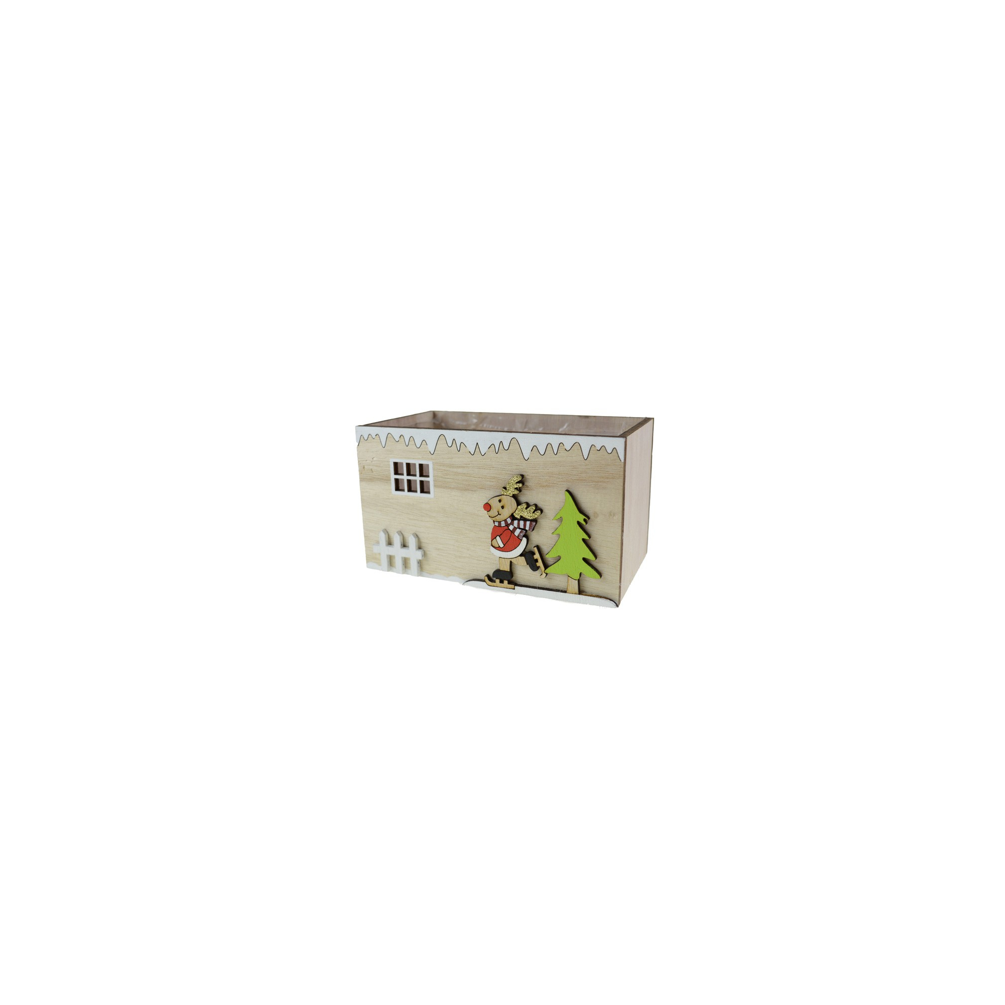 Láda fa karácsonyi L16*W9*H9cm szarvasos