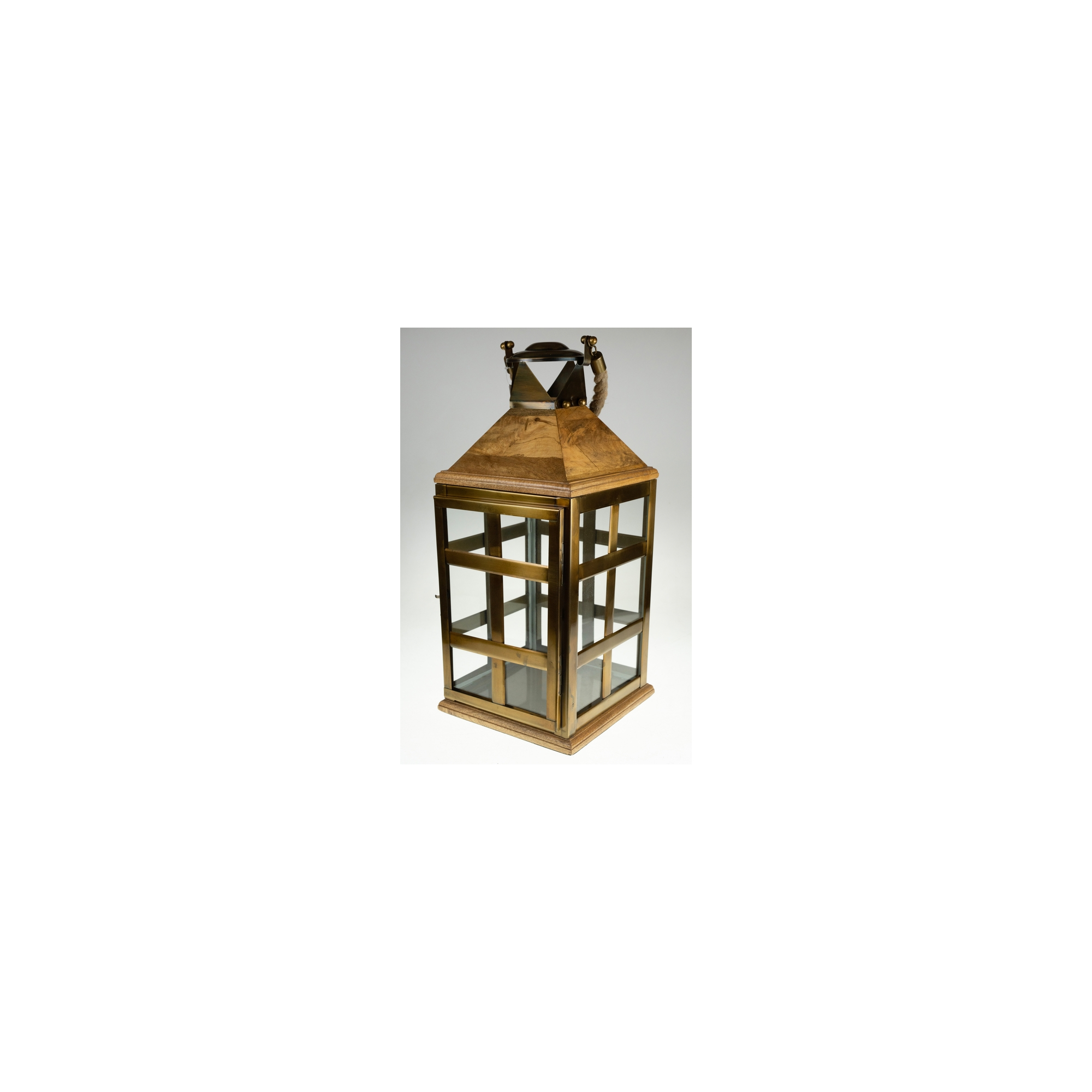 Lámpás fa/réz 58cm barna