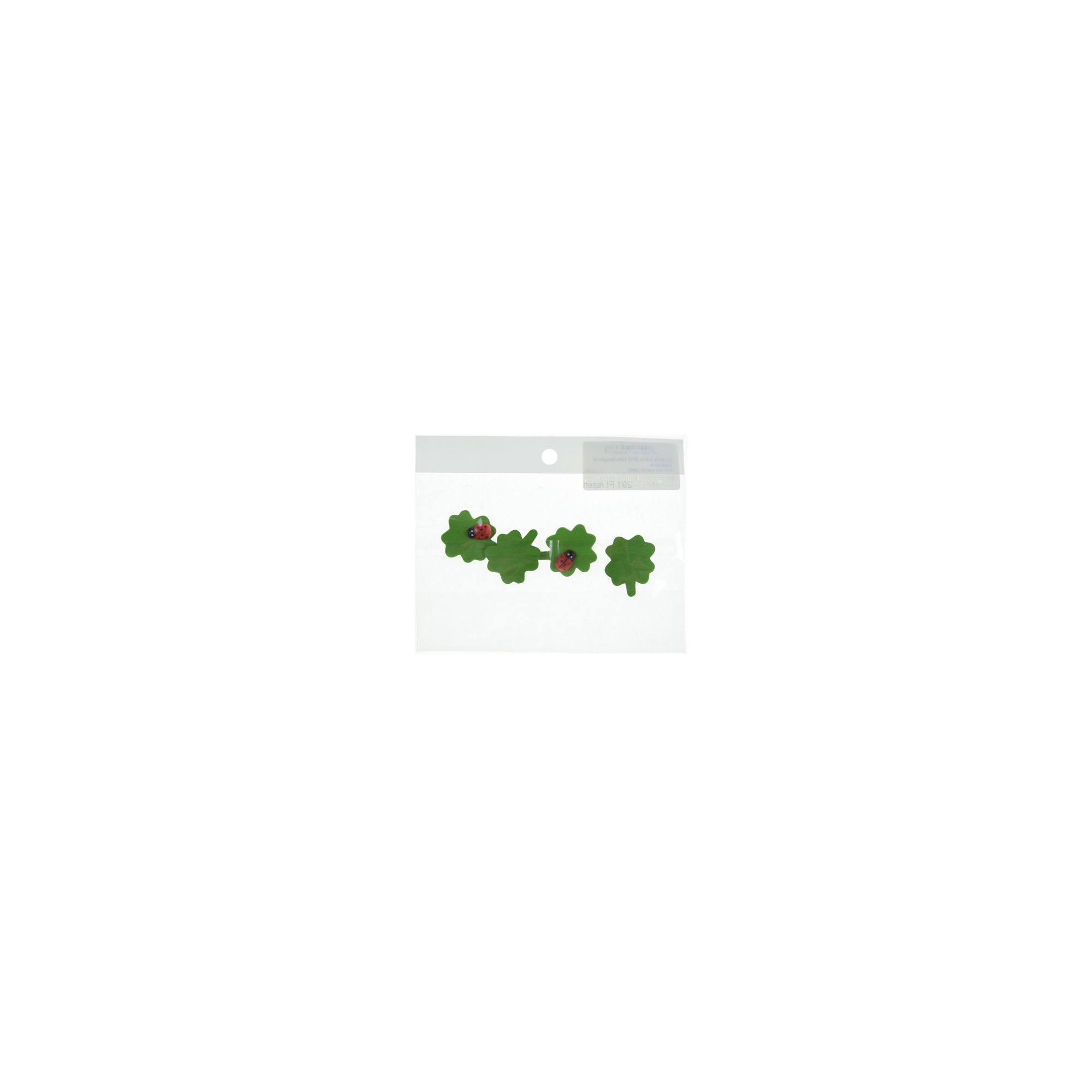 Levél fa 3,5cm S/12 katicabogárral zöld/piros