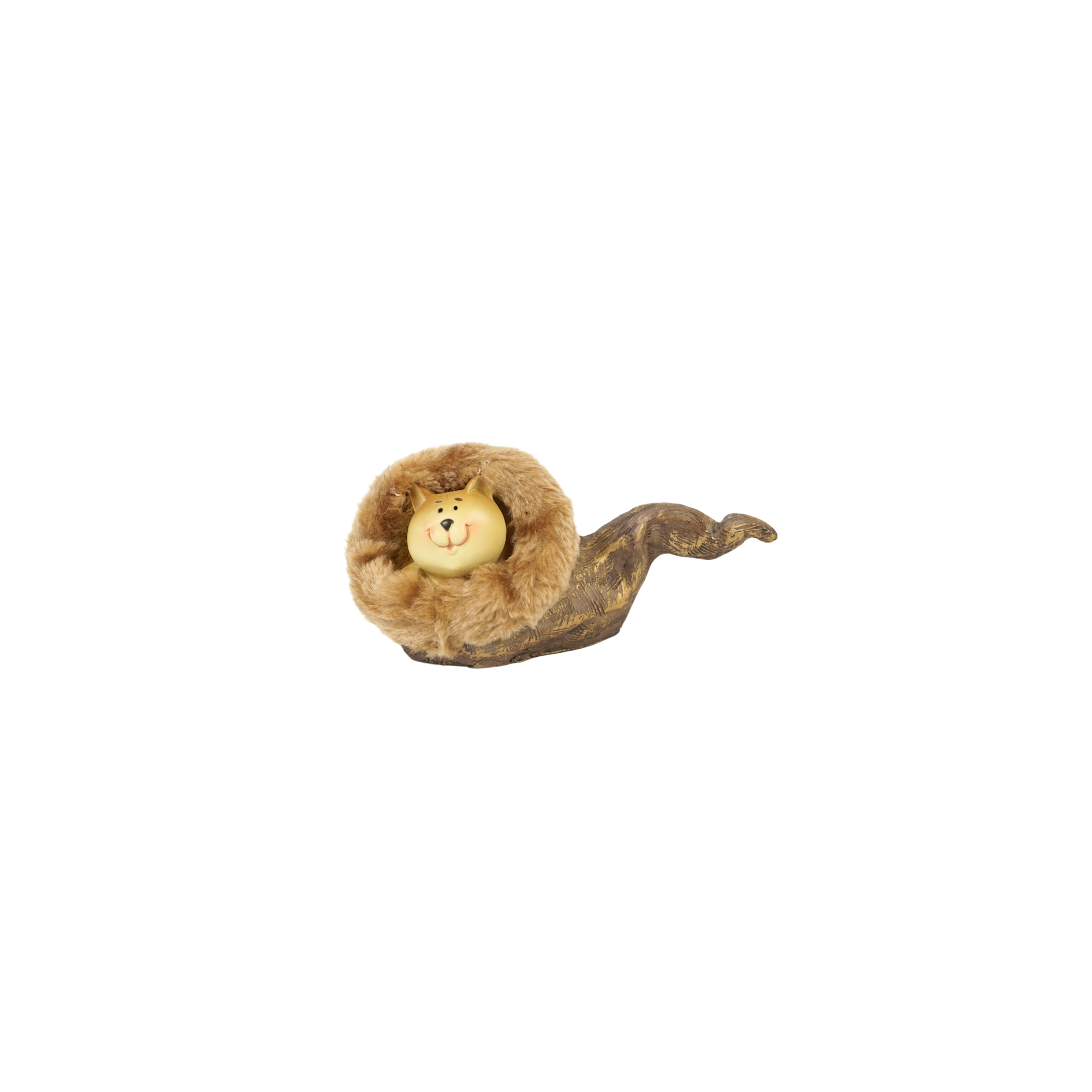 Figura macska poly 17cm sapkába bújva arany