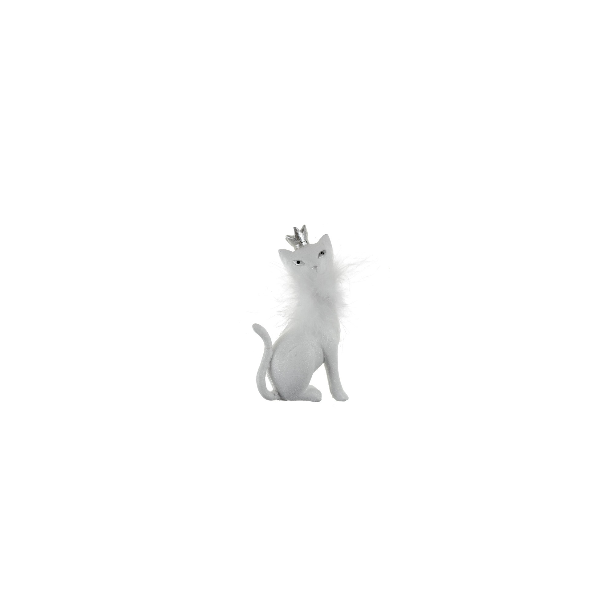 Figura macska poly 6*4*13cm fehér