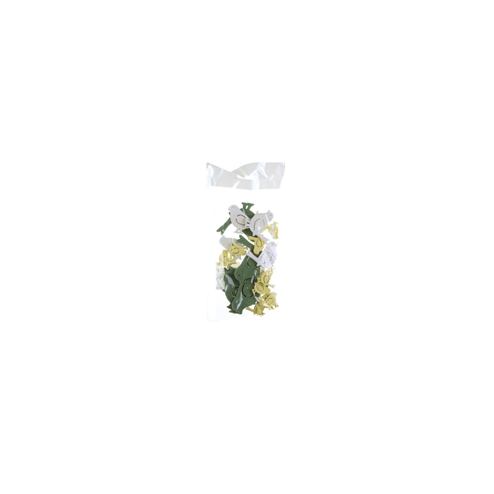 Madár fa 7cm/5cm/3cm s/20 fehér/zöld/sárga