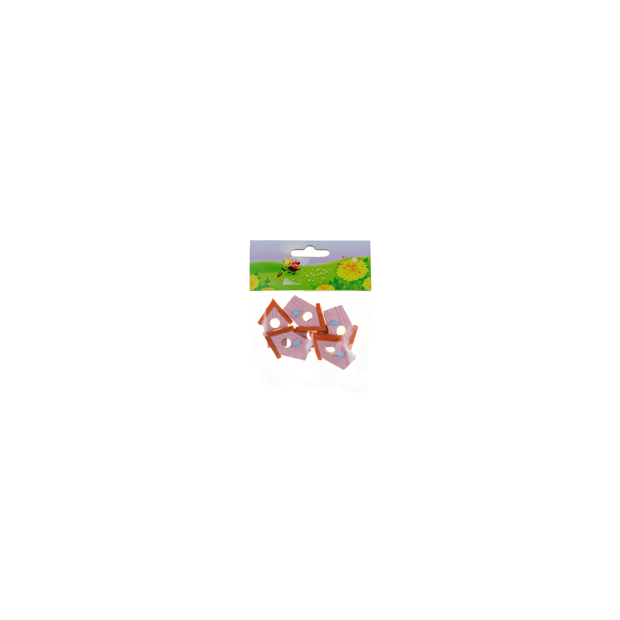 Figura madárház poly 3,7cm s/6 rózsaszín