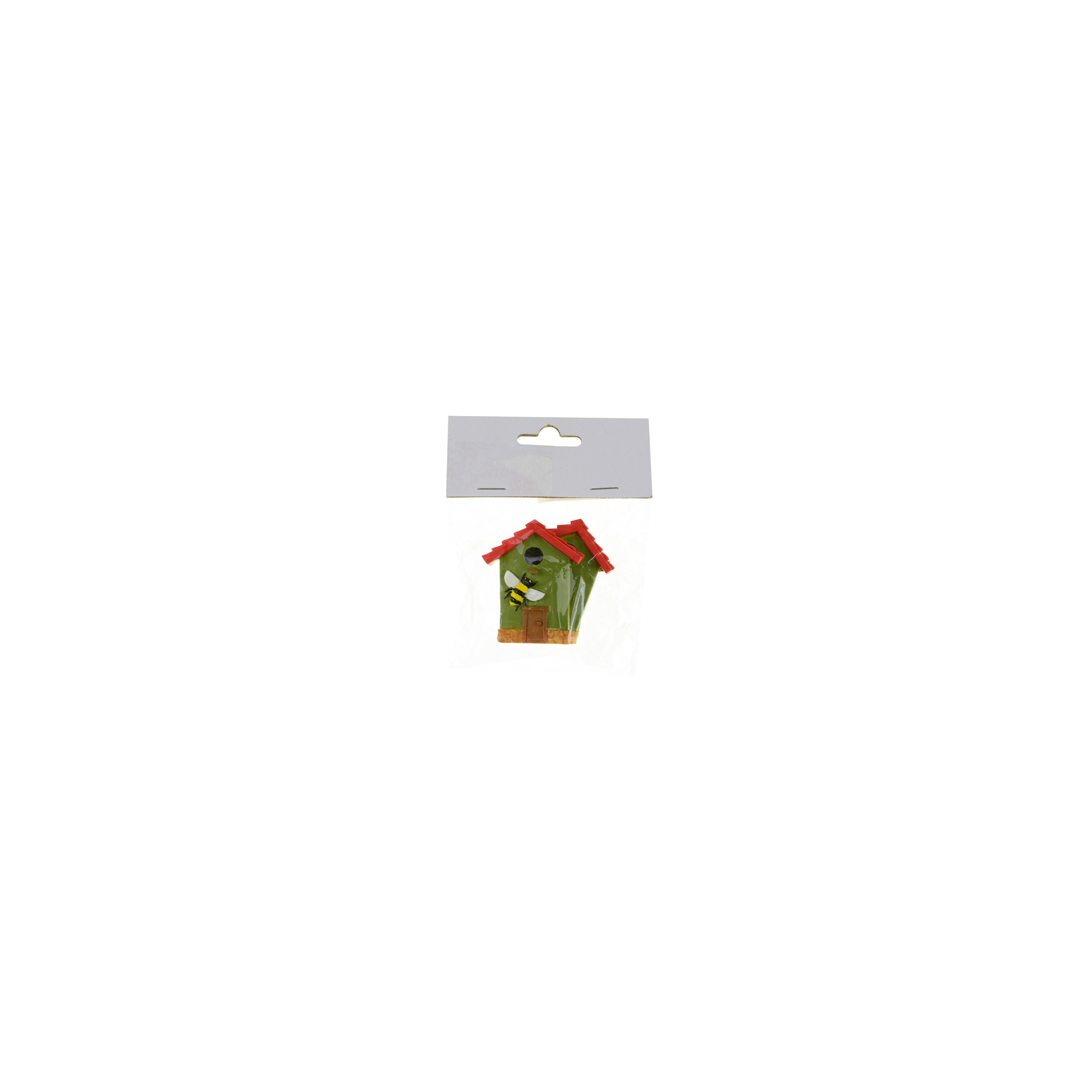 Figura madárház poly 5,5cm s/2 méhecskével zöld