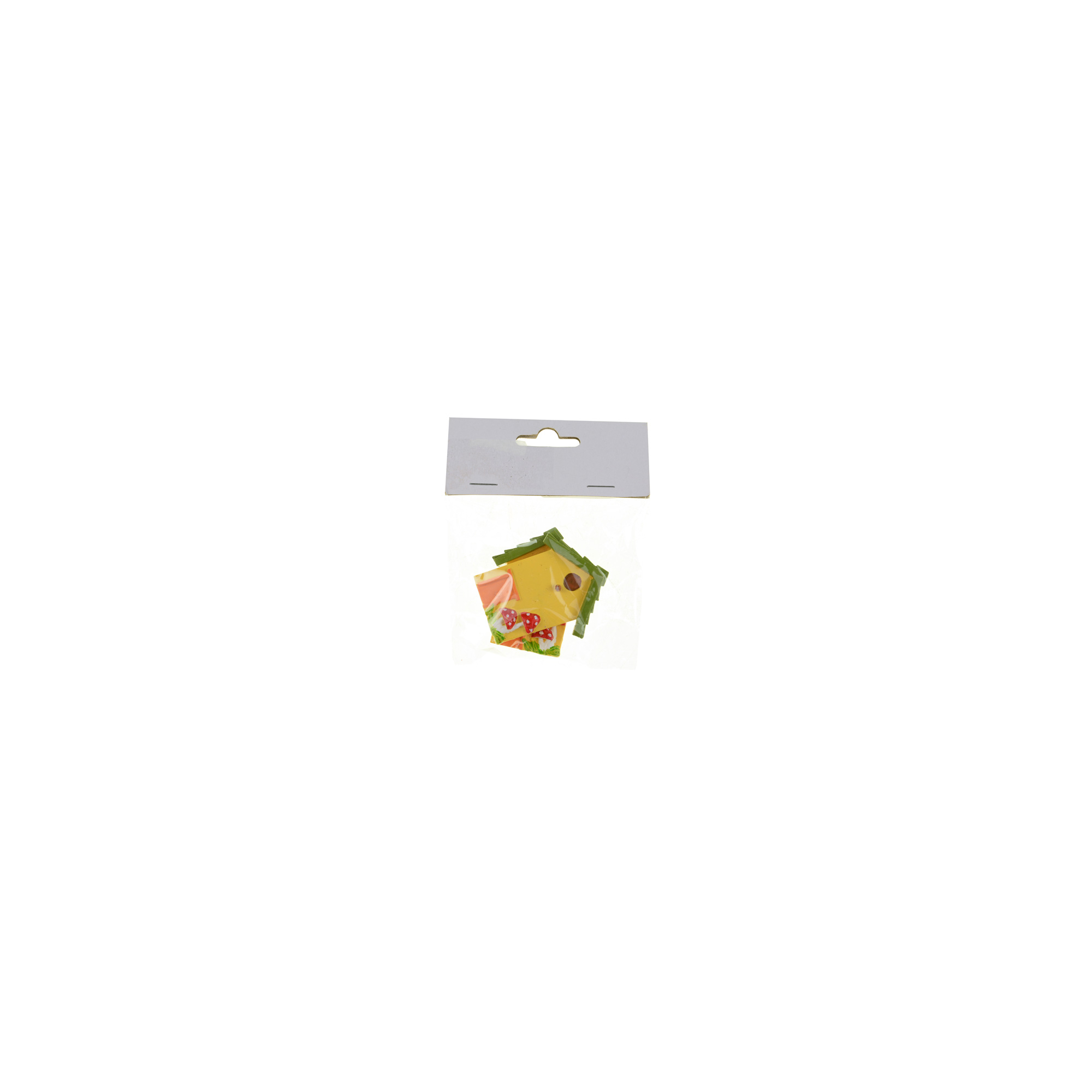 Figura madárház poly 5,8cm s/2 gombával sárga