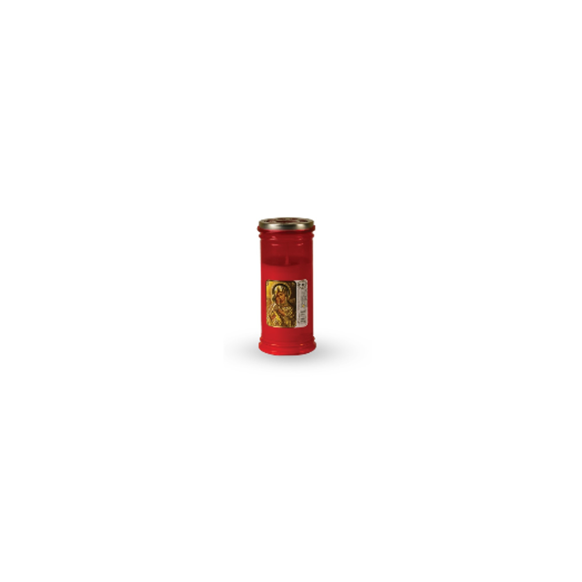 Mécses plasztik T40 Szent képpel 6,8*15,5cm piros