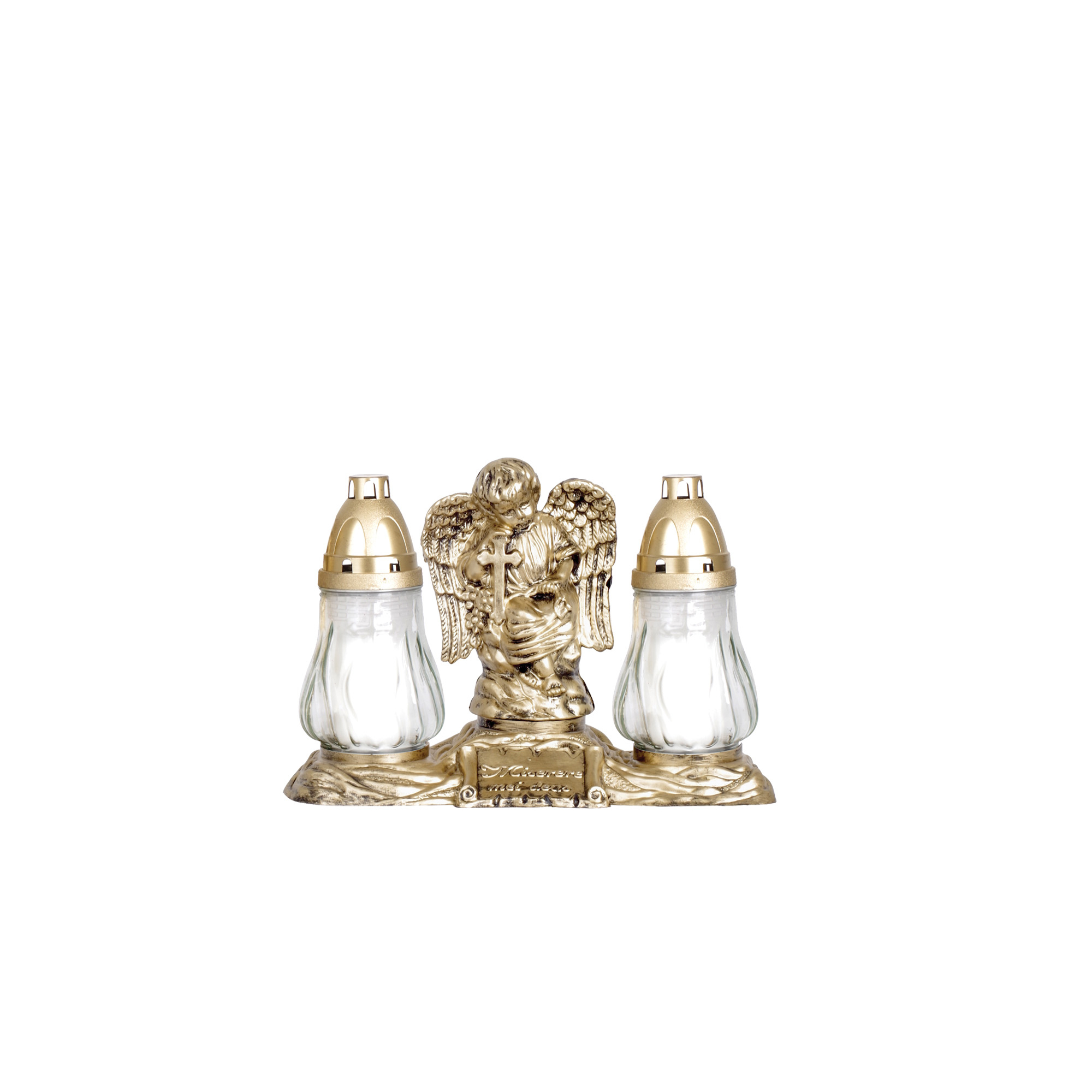 MÉCSES ÜVEG 20 cm csoportos angyalos piros/fehér