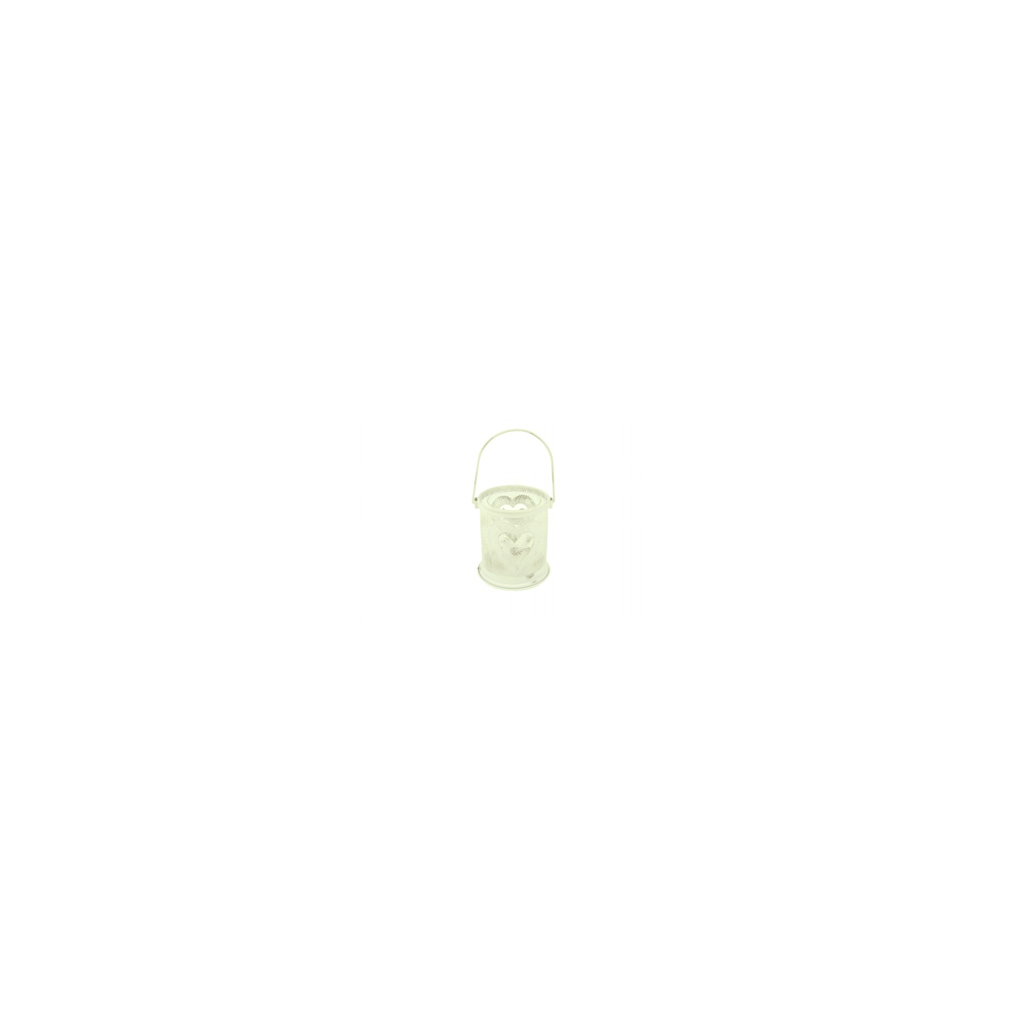 Mécsestartó fém szív/madár mintás 8,5*8,5*16cm fehér