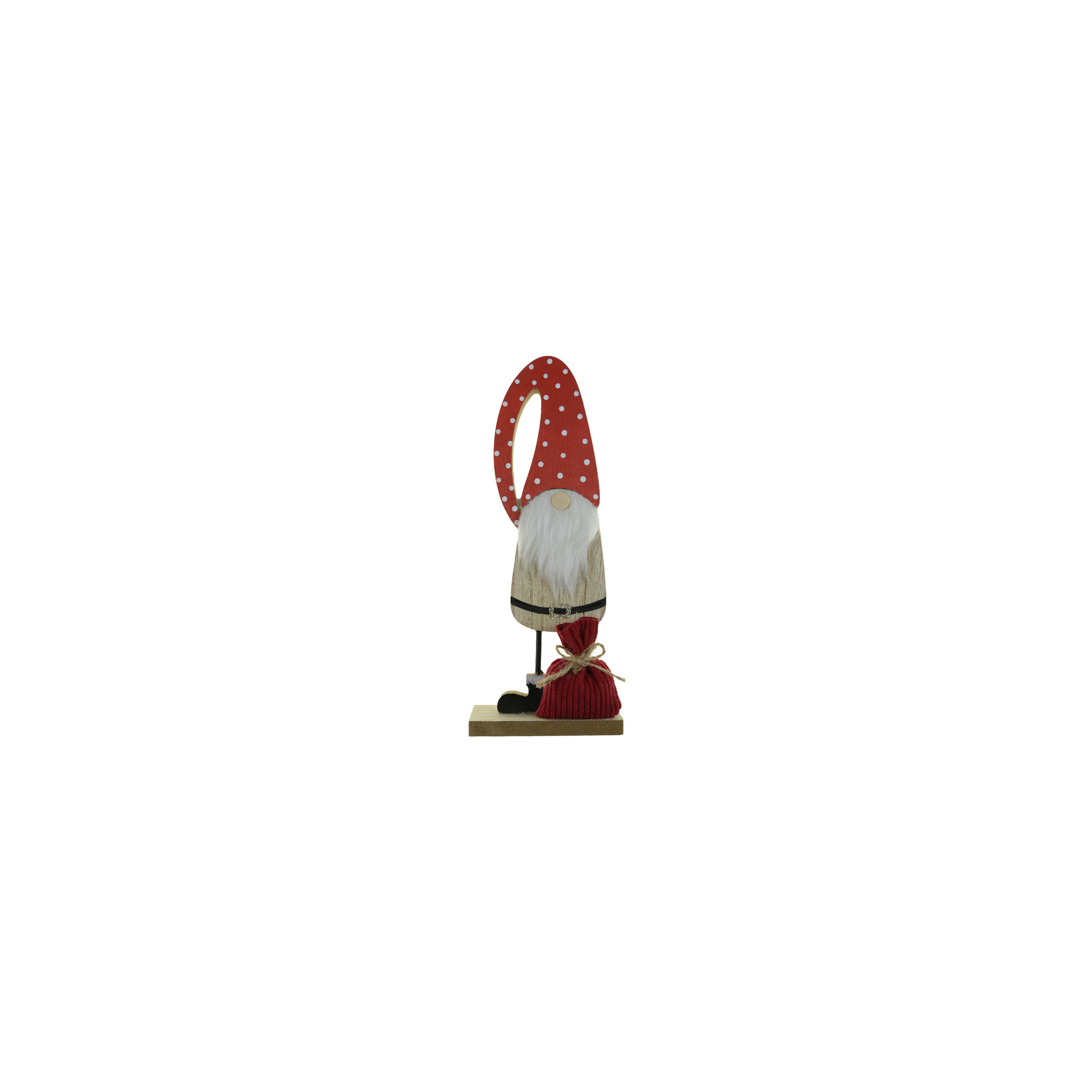 Figura mikulás fa 31*10*4CM talpas piros/natúr