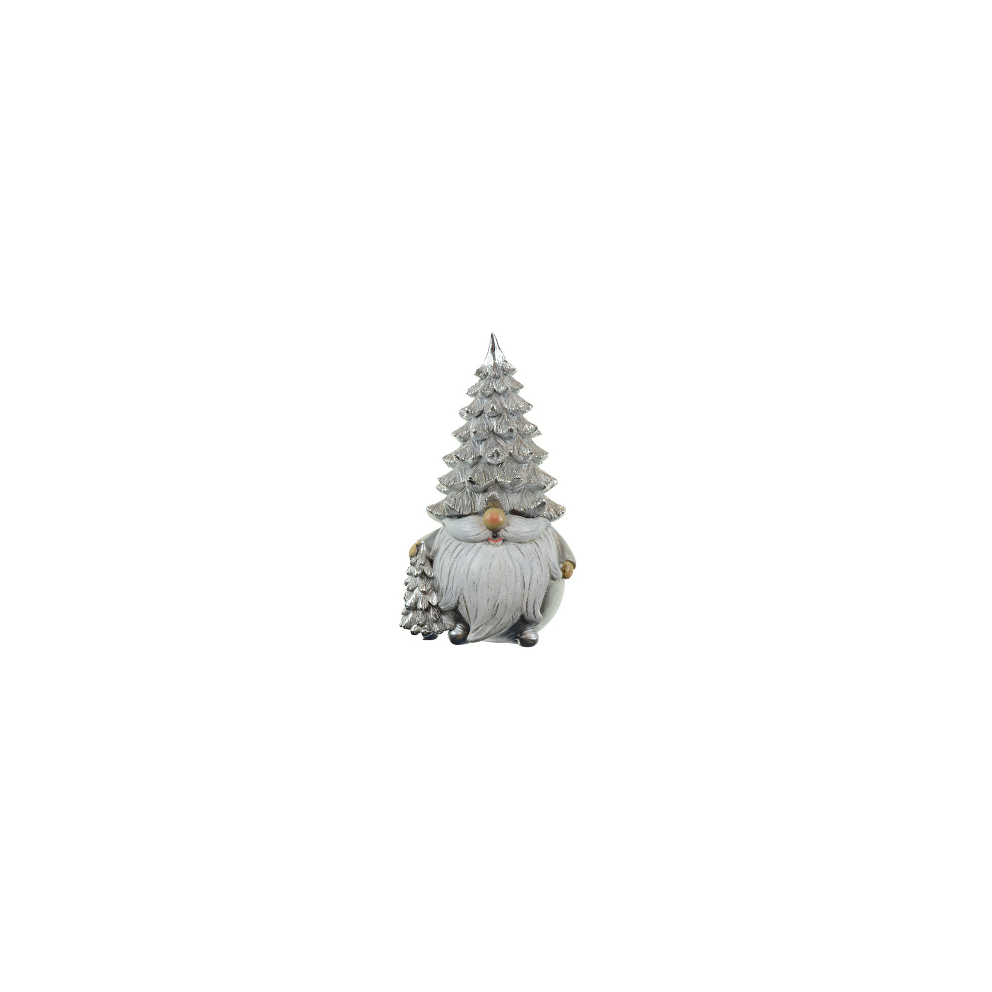 Figura mikulás poly 10*8*18cm fenyőfával ezüst